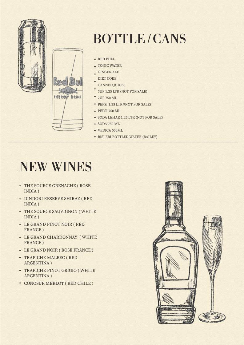 Hammerzz Nightclub menu