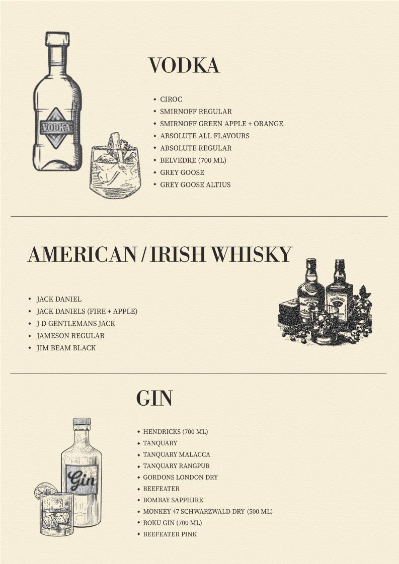 Hammerzz Nightclub menu