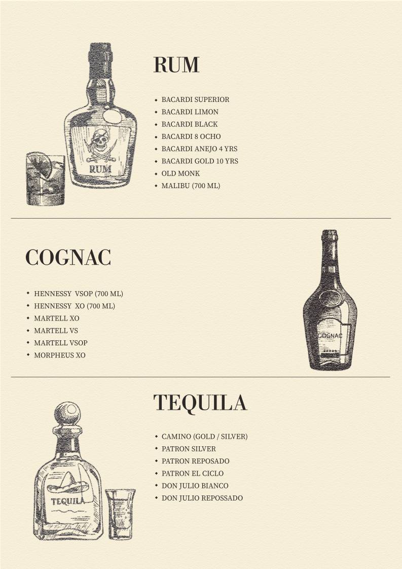 Hammerzz Nightclub menu