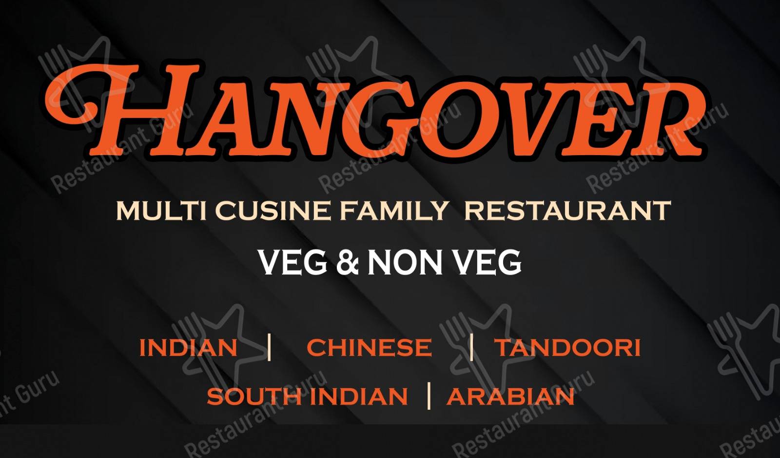 Hangover Restaurant menu - dishes and beverages