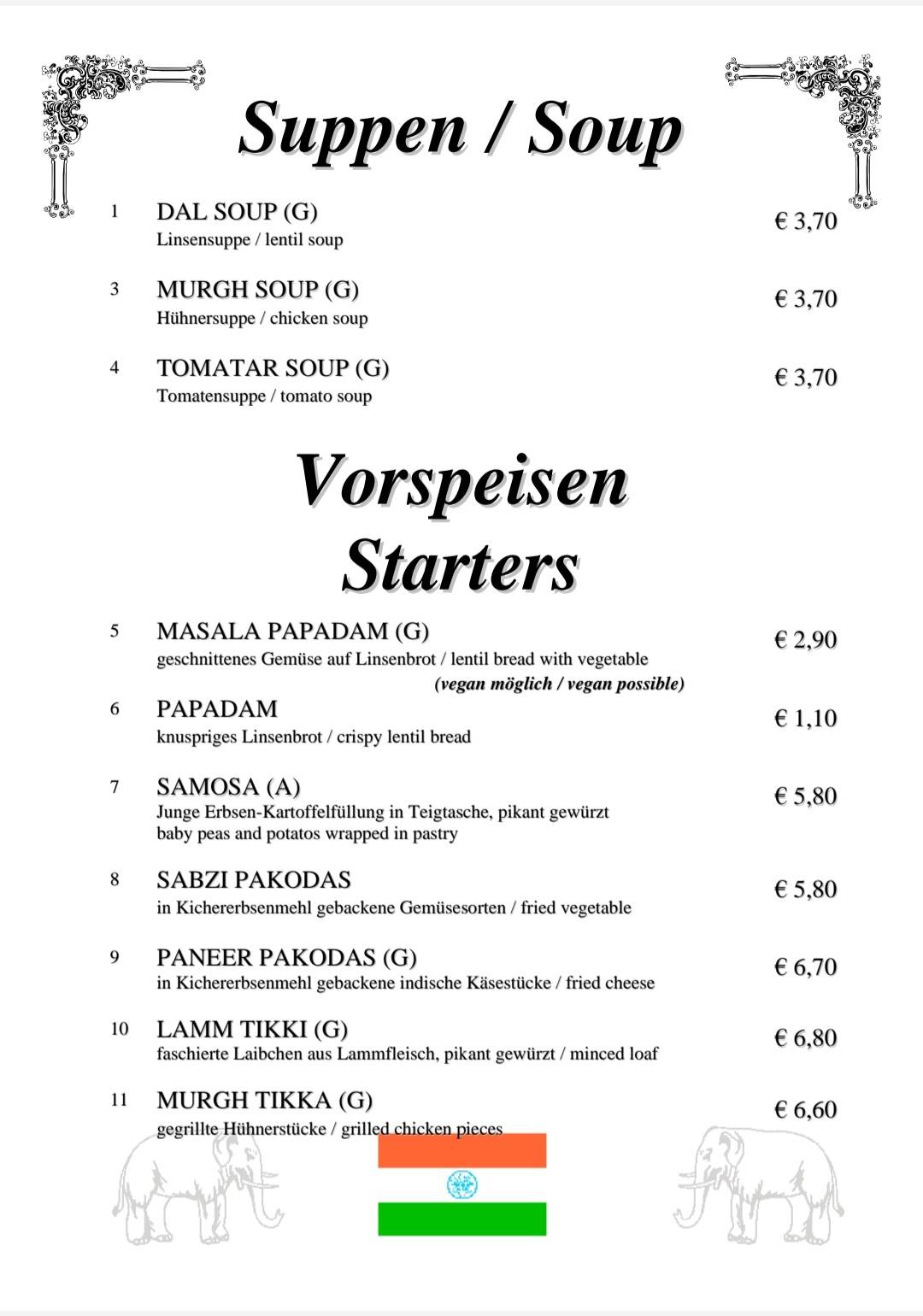 Speisekarte von Hathi Restaurant, Graz