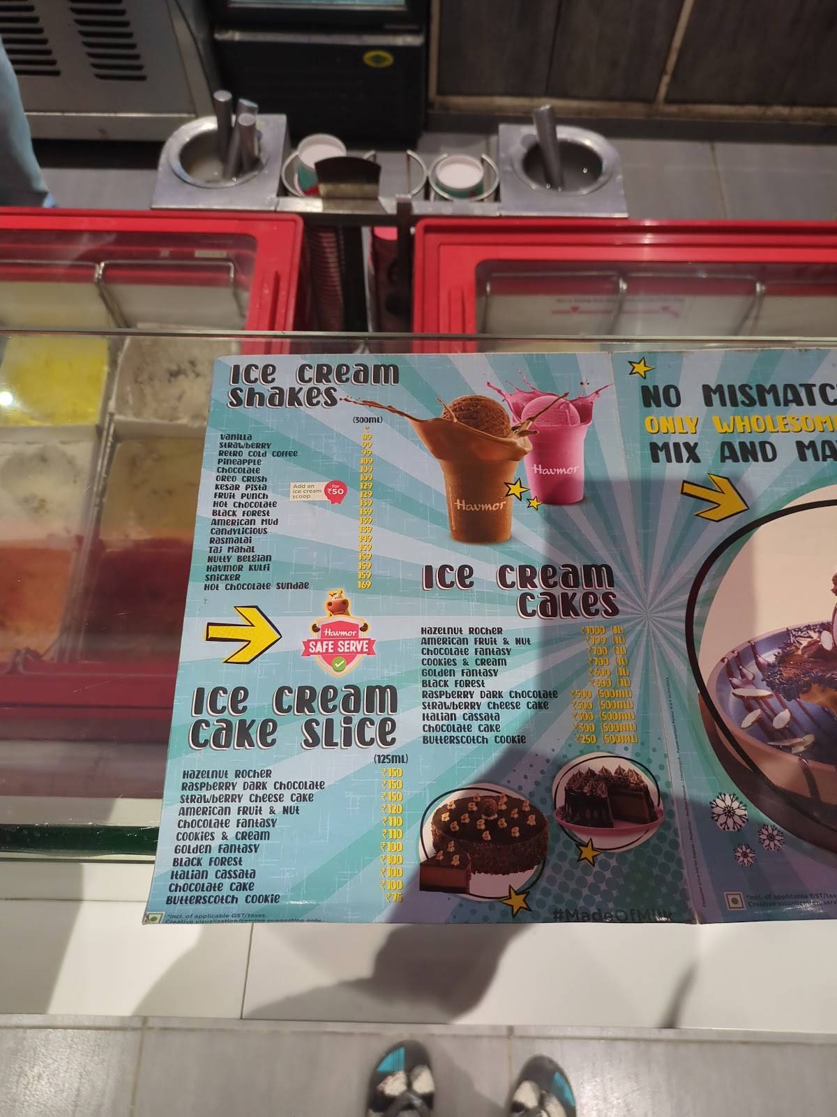 Havmor Havfunn Ice cream Parlor, Tonk Road menu