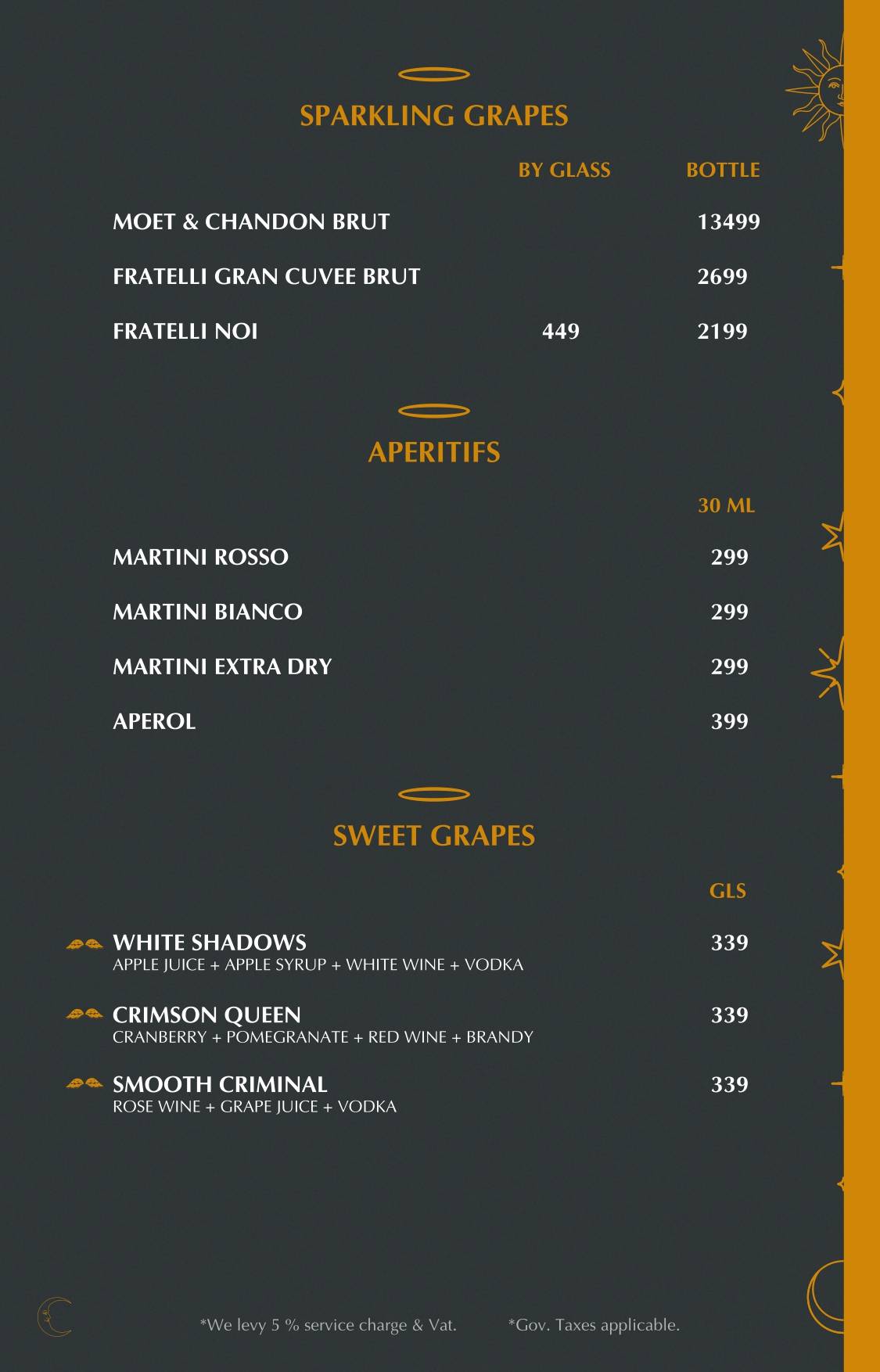 Heaven Rooftop & Club menu