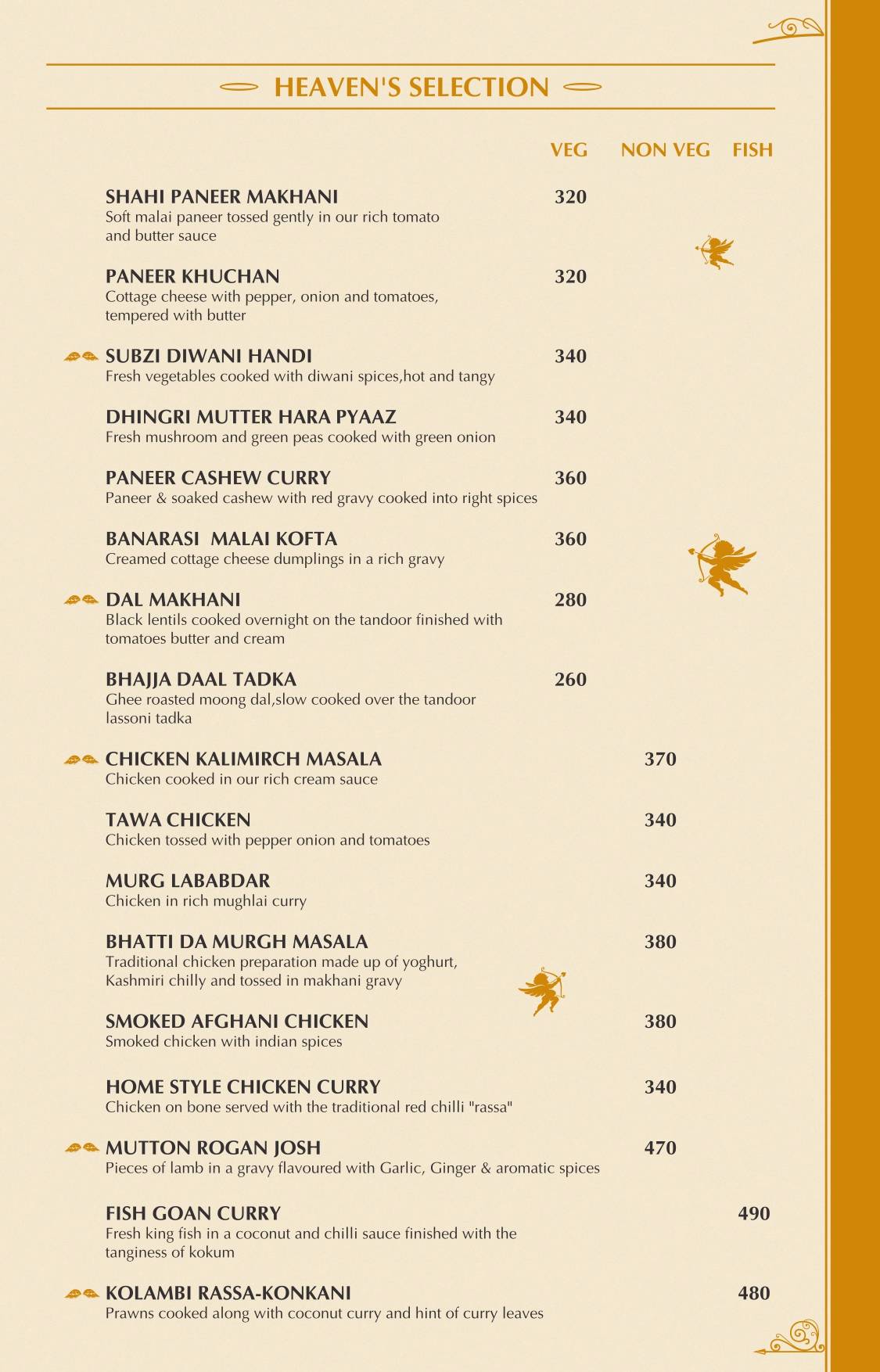Heaven Rooftop & Club menu