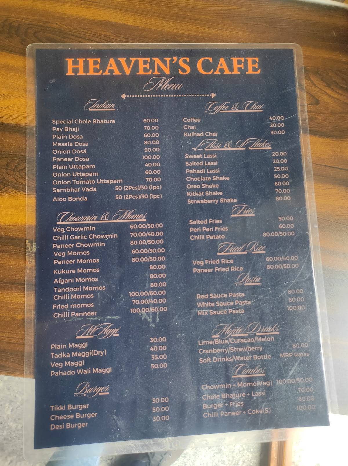 Heaven's Cafe menu