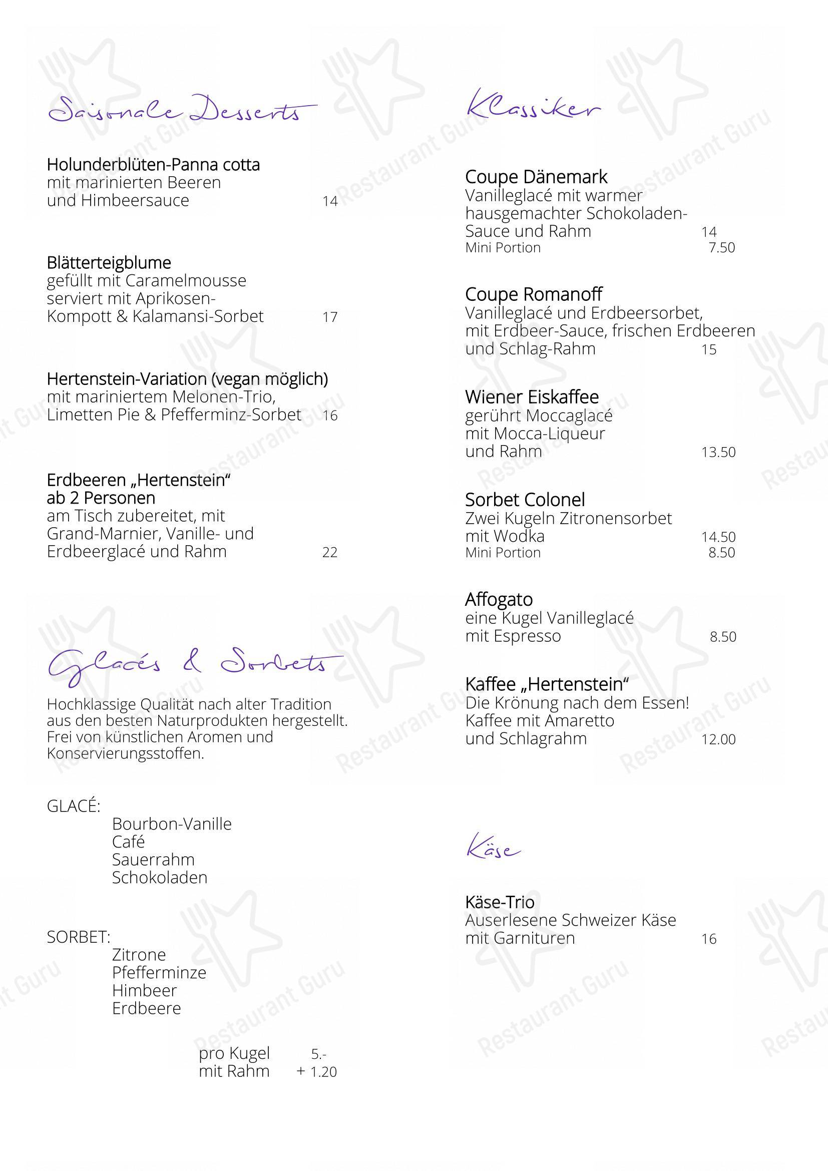 Hertenstein Panorama Restaurant dans Ennetbaden - Lunch Menu