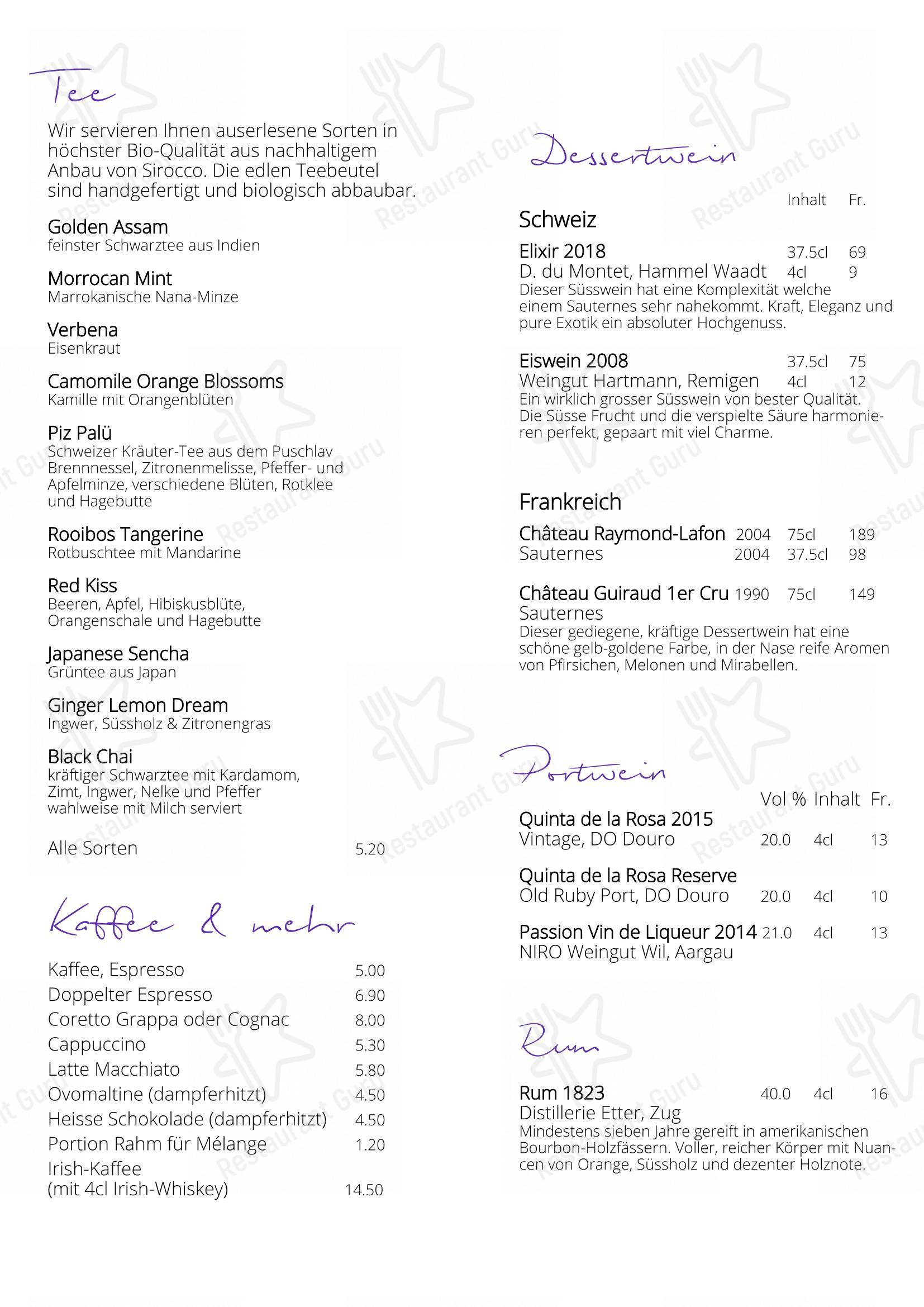 Lunch Menu pour Hertenstein Panorama Restaurant restaurant