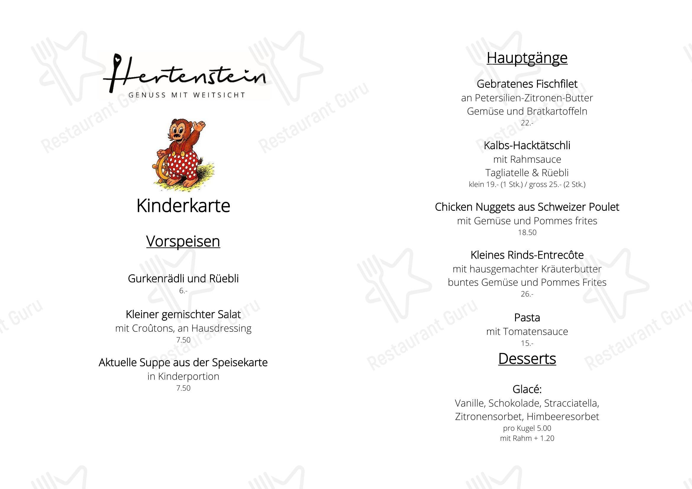 Lunch Menu pour Hertenstein Panorama Restaurant restaurant