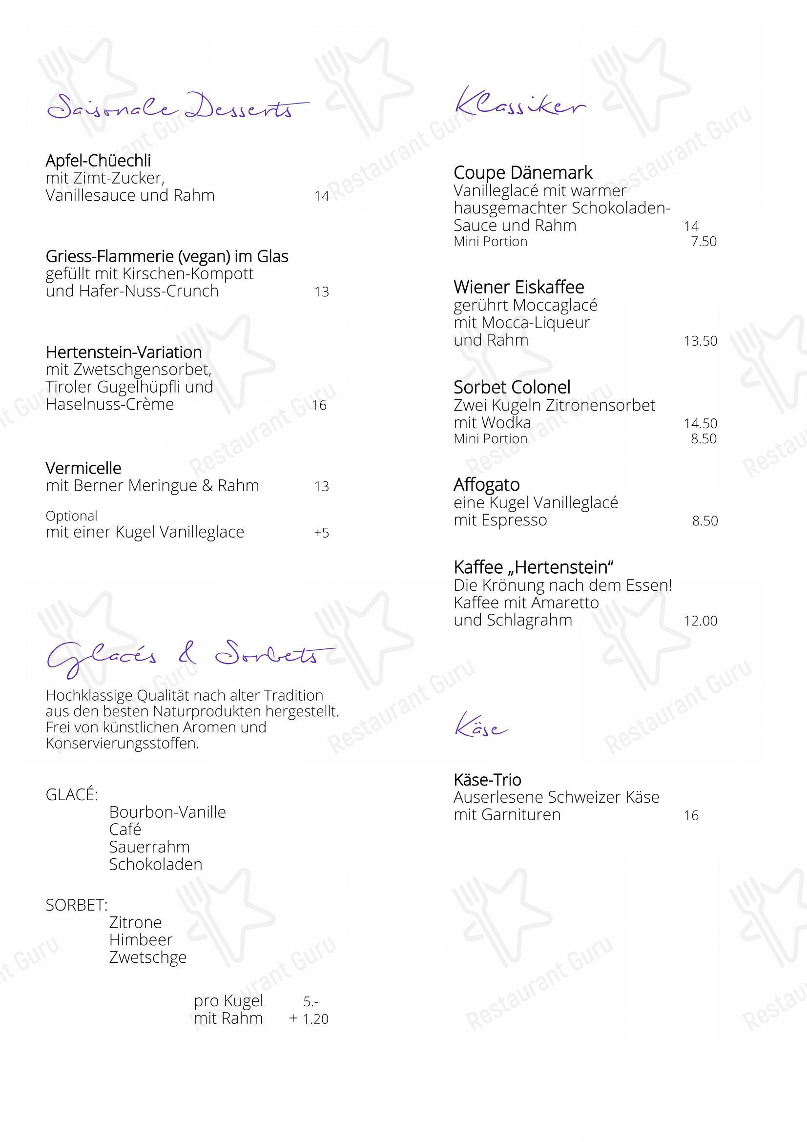 Takeaway Menu pour Hertenstein Panorama Restaurant restaurant