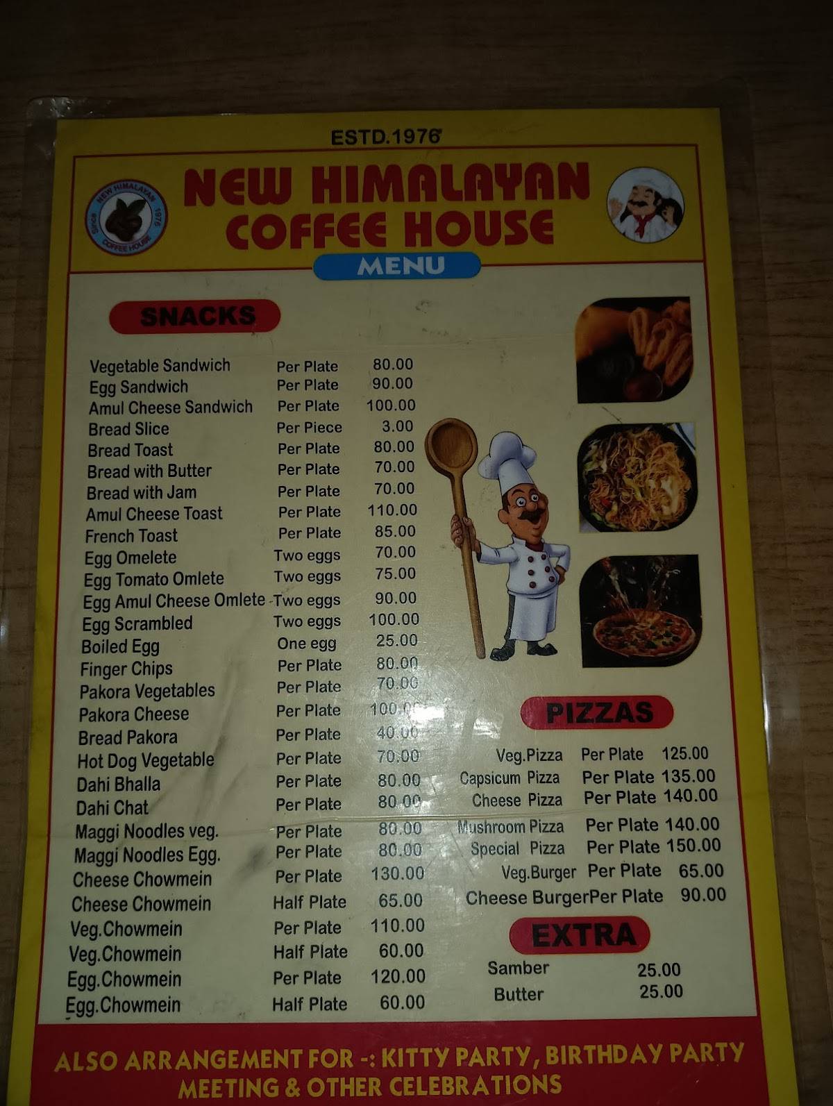 Himalayan Coffee House menu