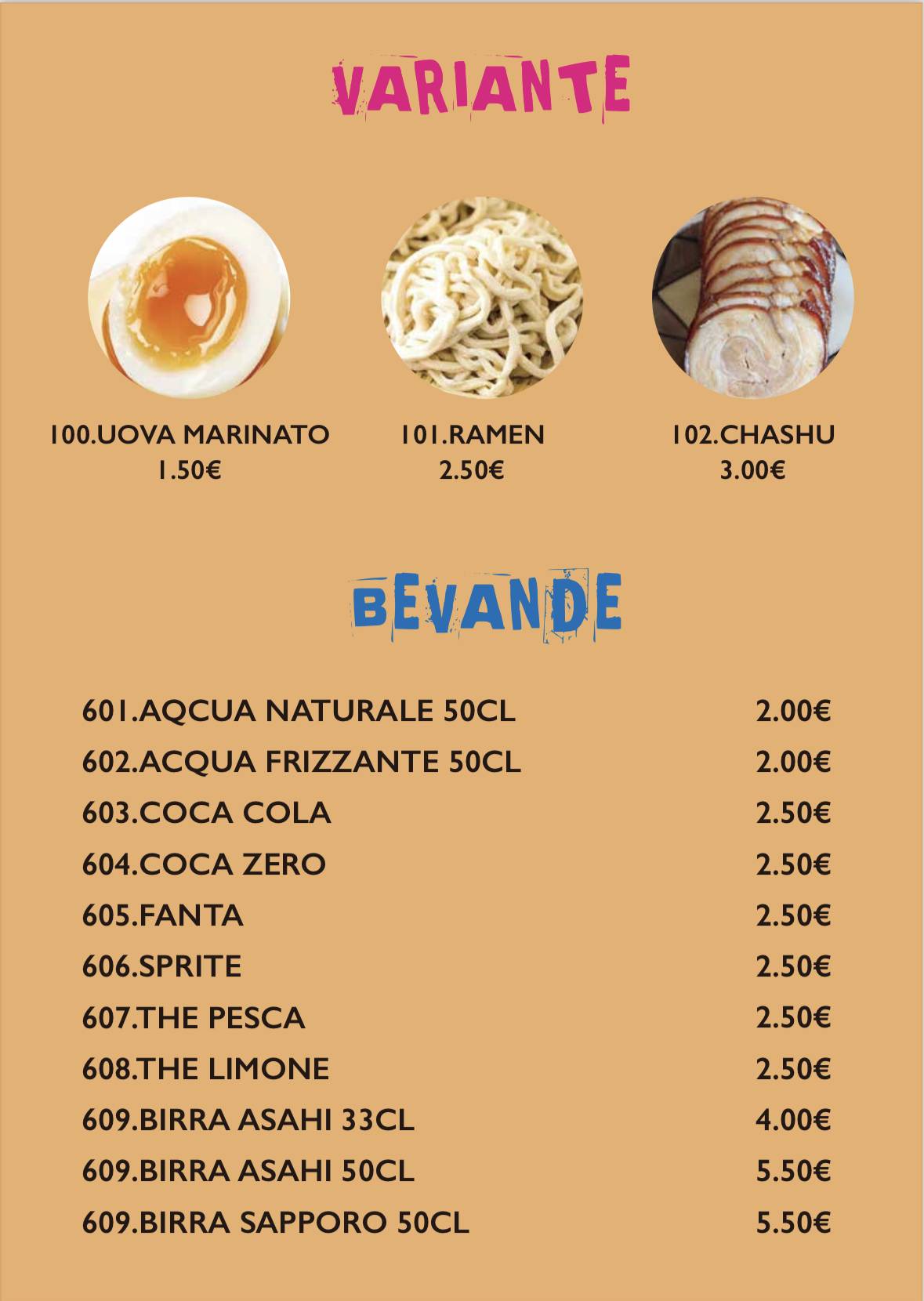 Menu di Himawari Ramen 