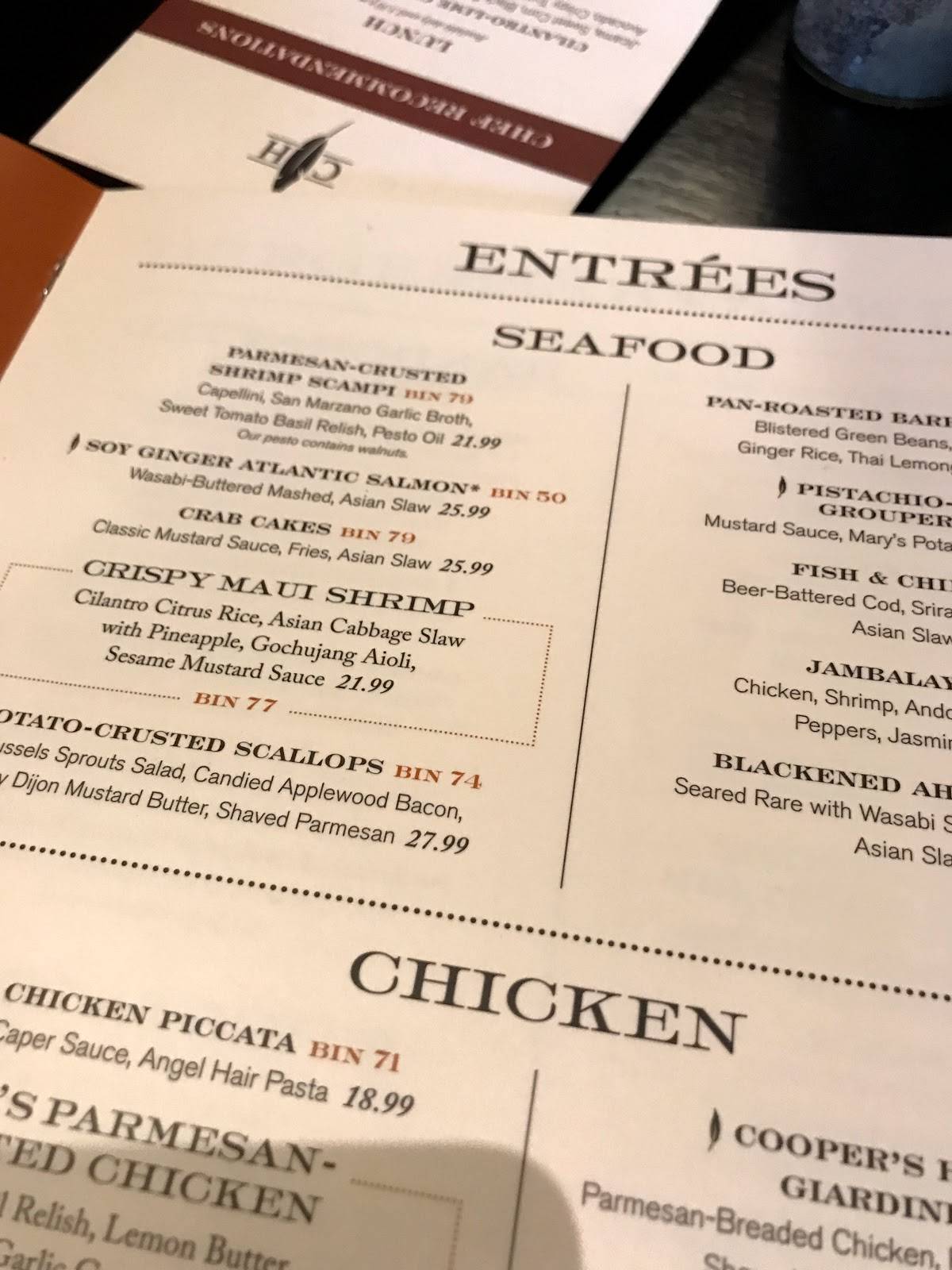 Menu at Cooper's Hawk Winery & Restaurant South Barring, South Barrington