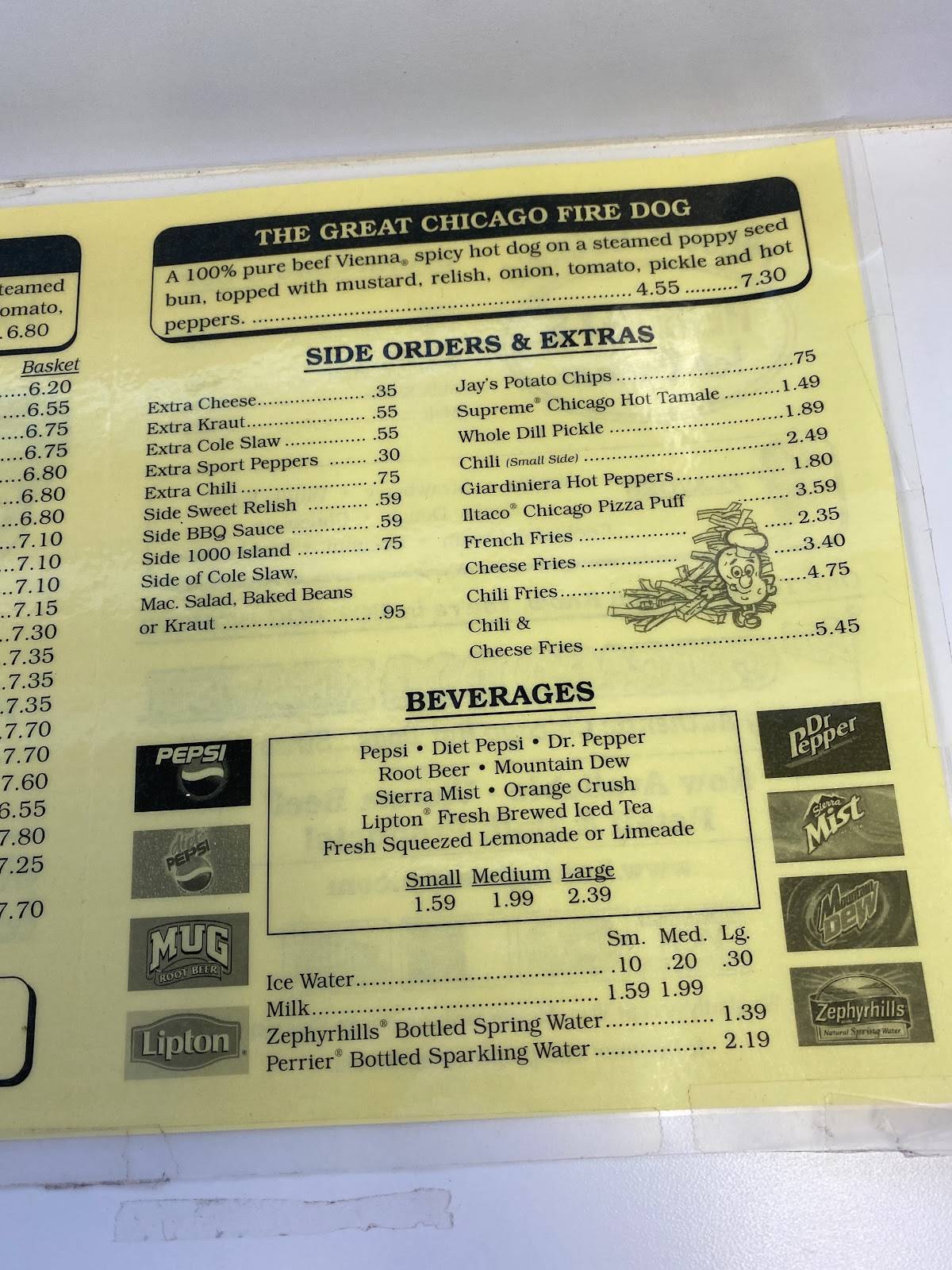 Menu at Hot Dog Heaven restaurant, Orlando