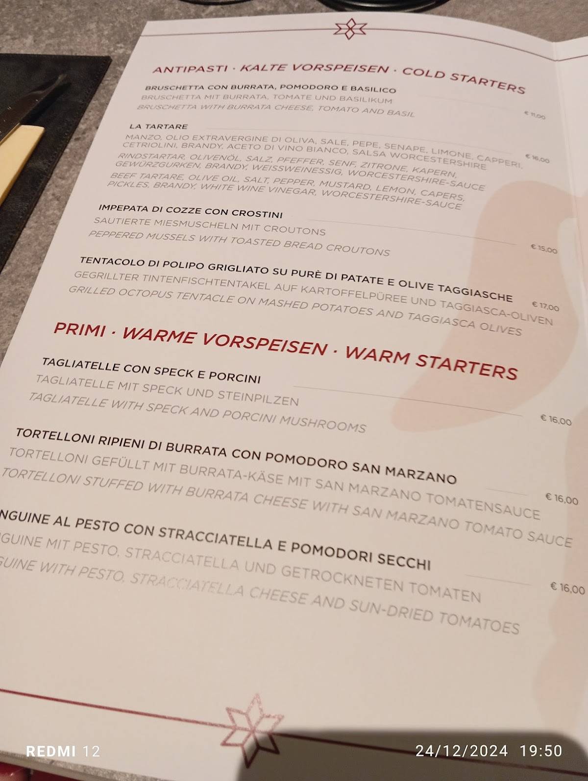 Menu di Hotel Ristorante Pizzeria Cavallino - S' Rössl 