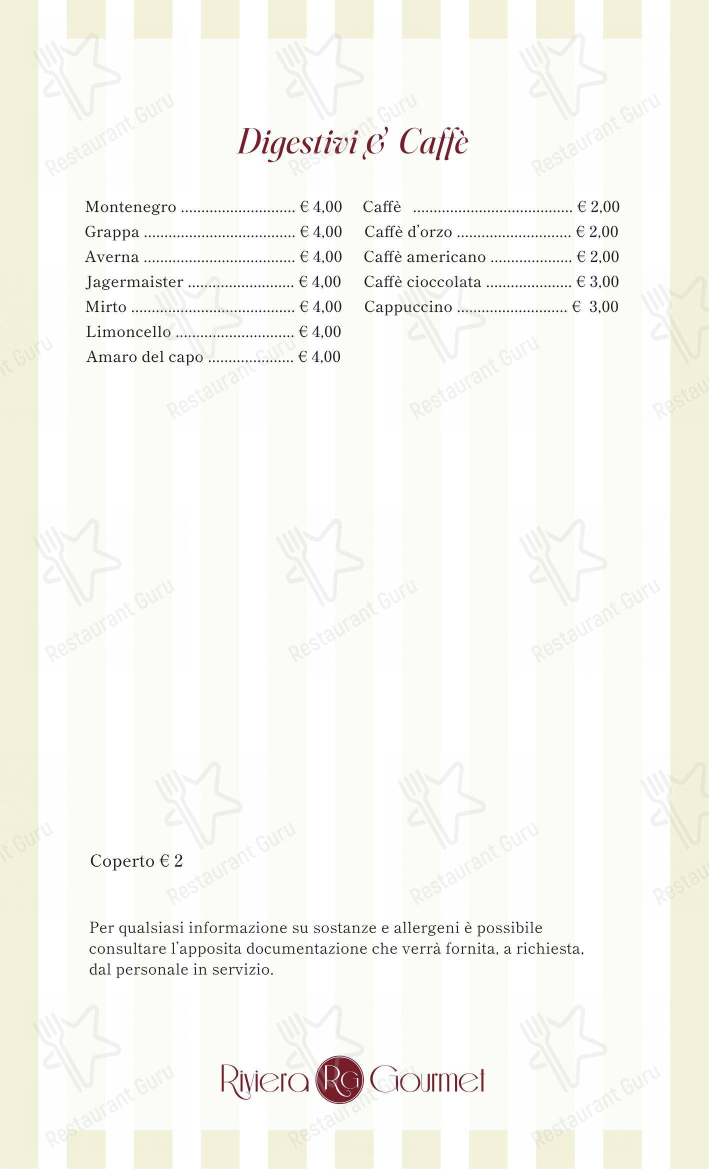 Menu per Splendide Riviera Boutique Art Hotel pizzeria