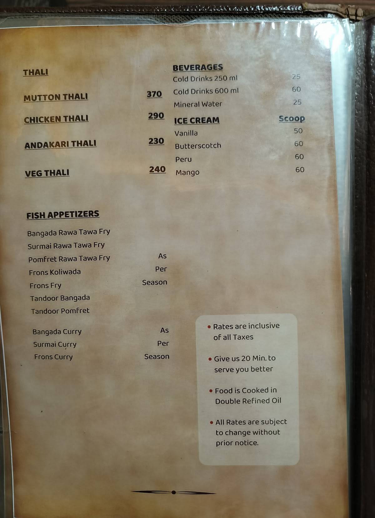 Hotel Tandoor Corner menu