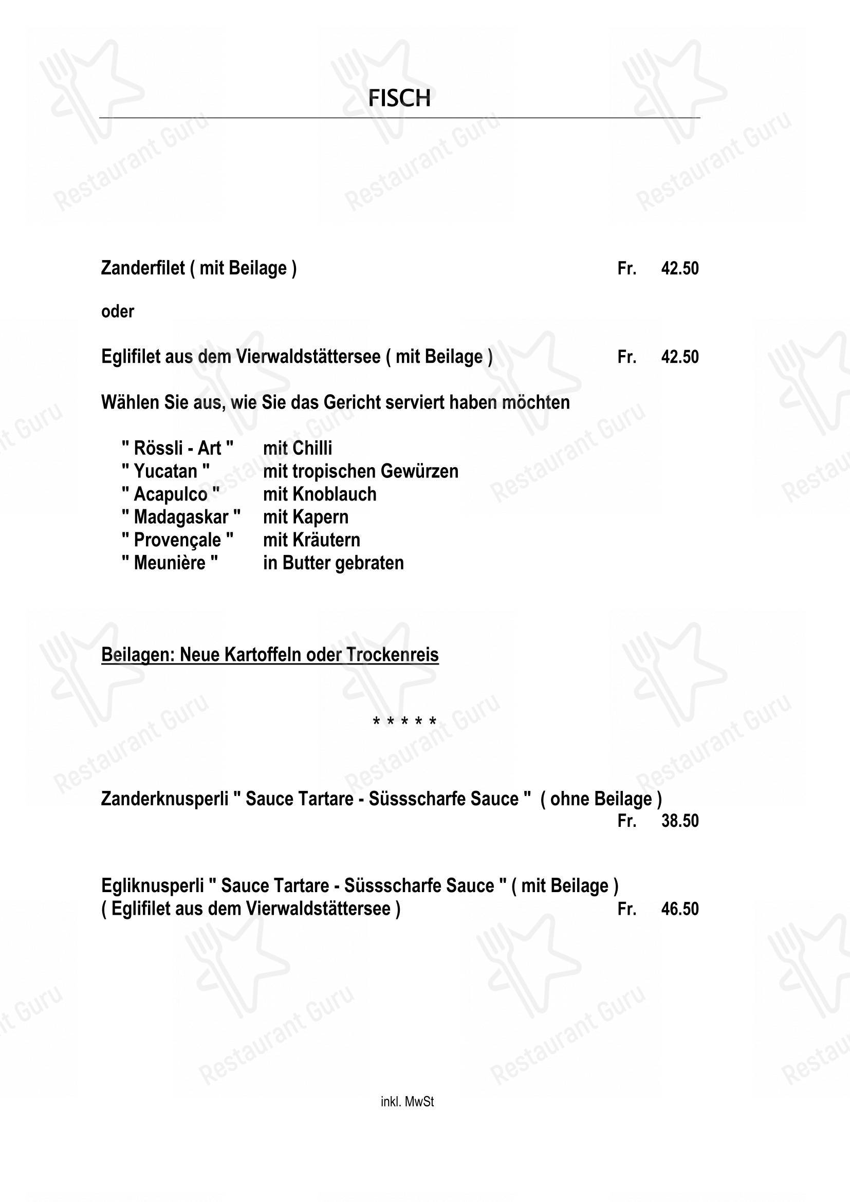 Menu per Hotel und Restaurant Rössli Stansstad AG ristorante