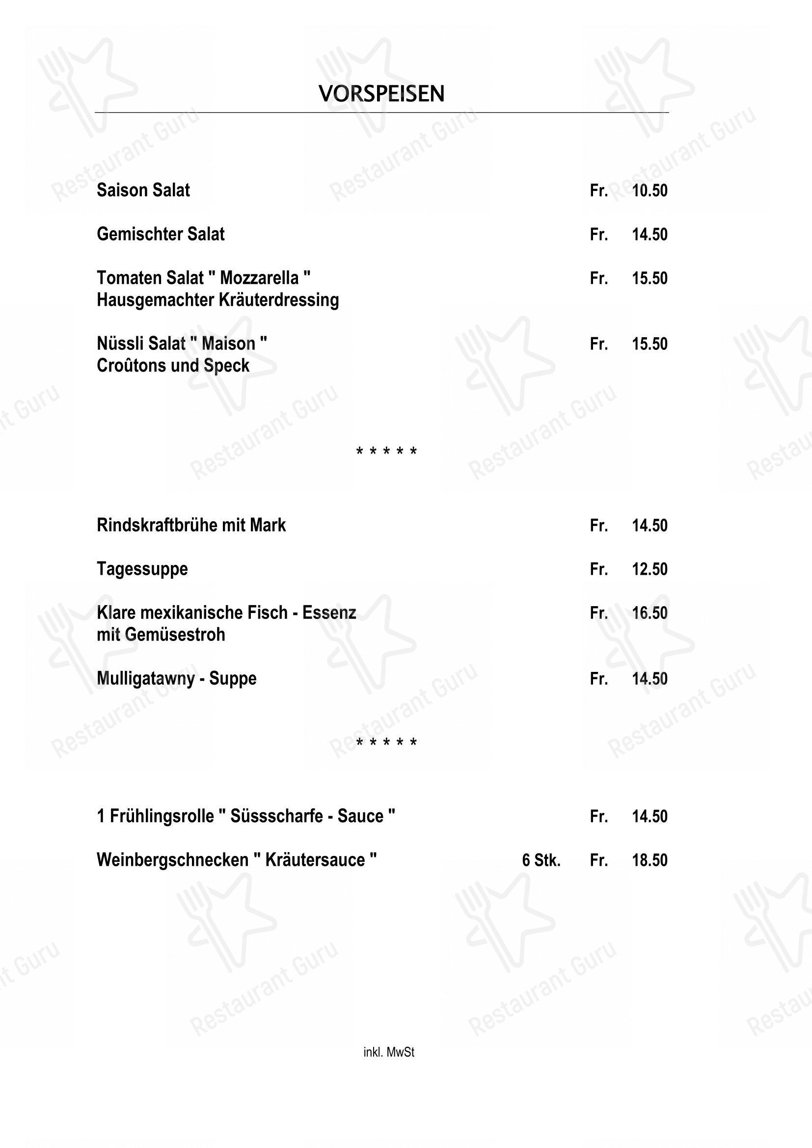 Menu per Hotel und Restaurant Rössli Stansstad AG in Stansstad