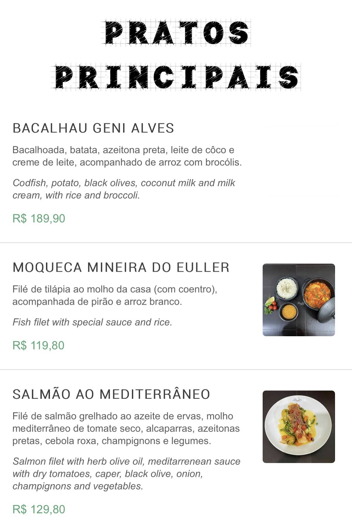 Hud's Restaurante cardápio