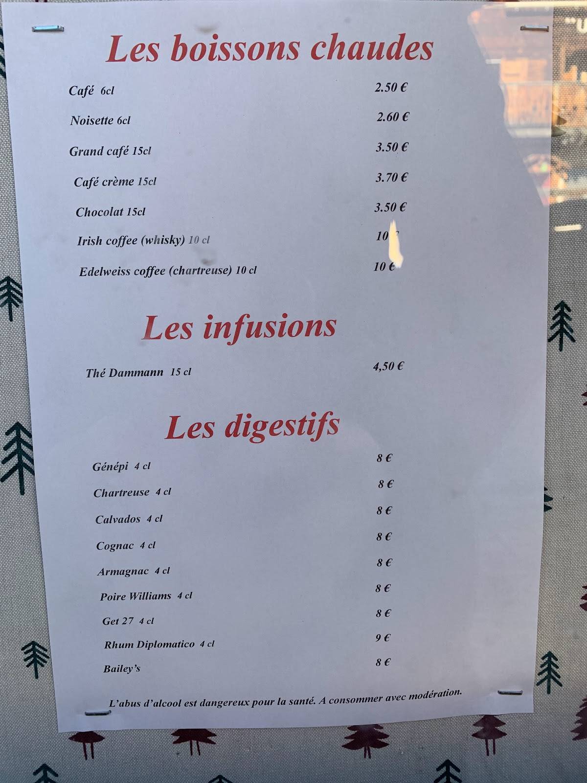 Menu de Restaurant Edelweiss