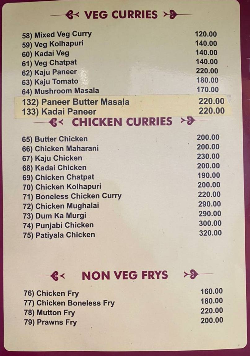 ABHIRUCHI BIRYANI POINT menu