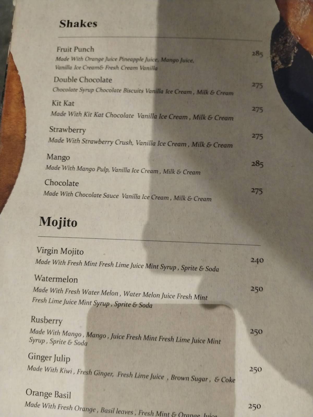 Tosh-e-daan menu