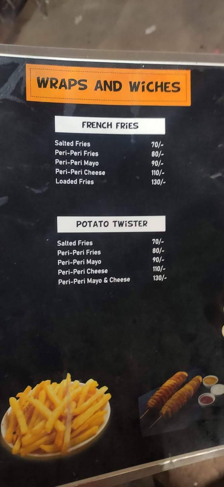 Wraps and Wiches menu