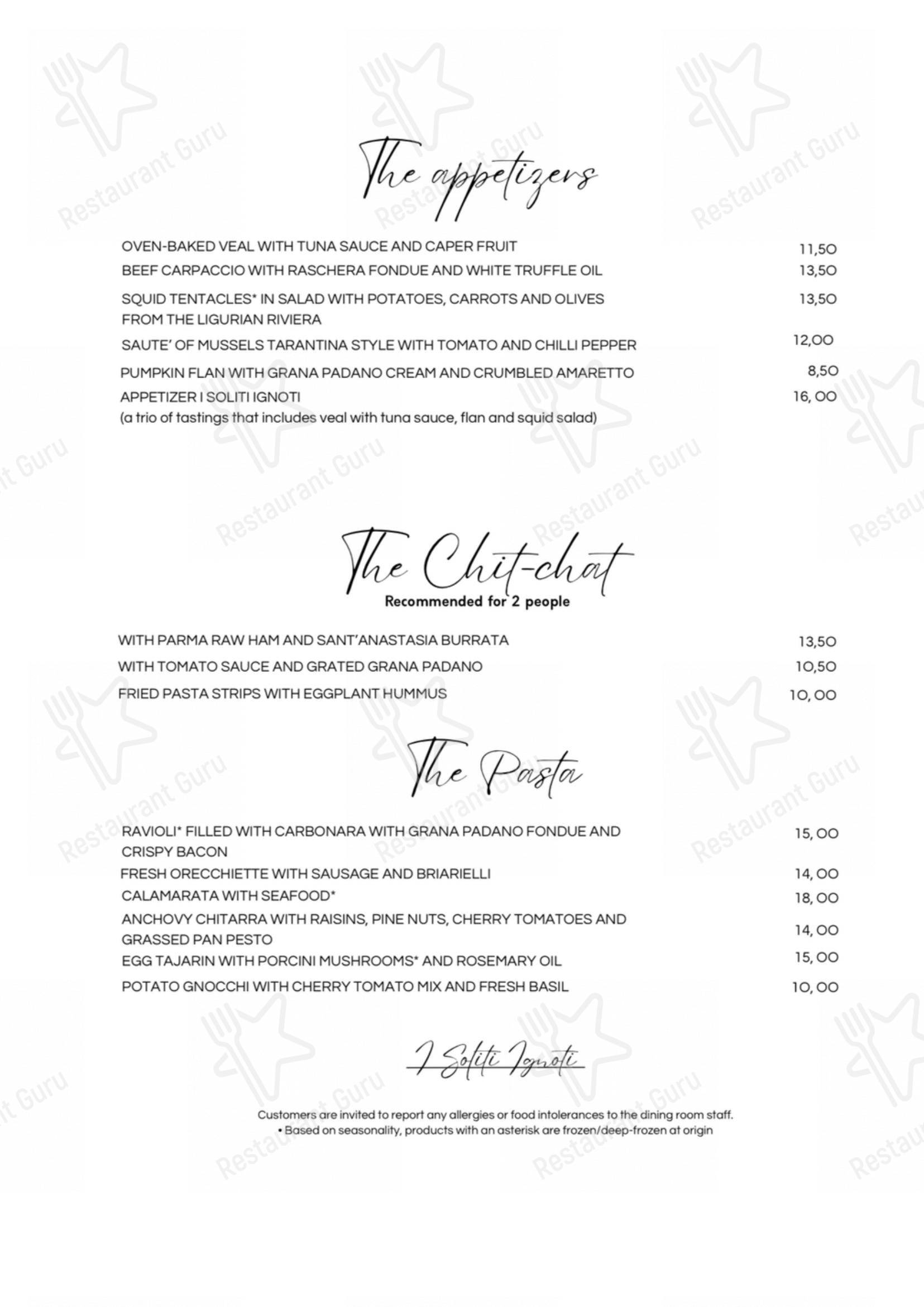 Menu bar per I Soliti Ignoti pizzeria