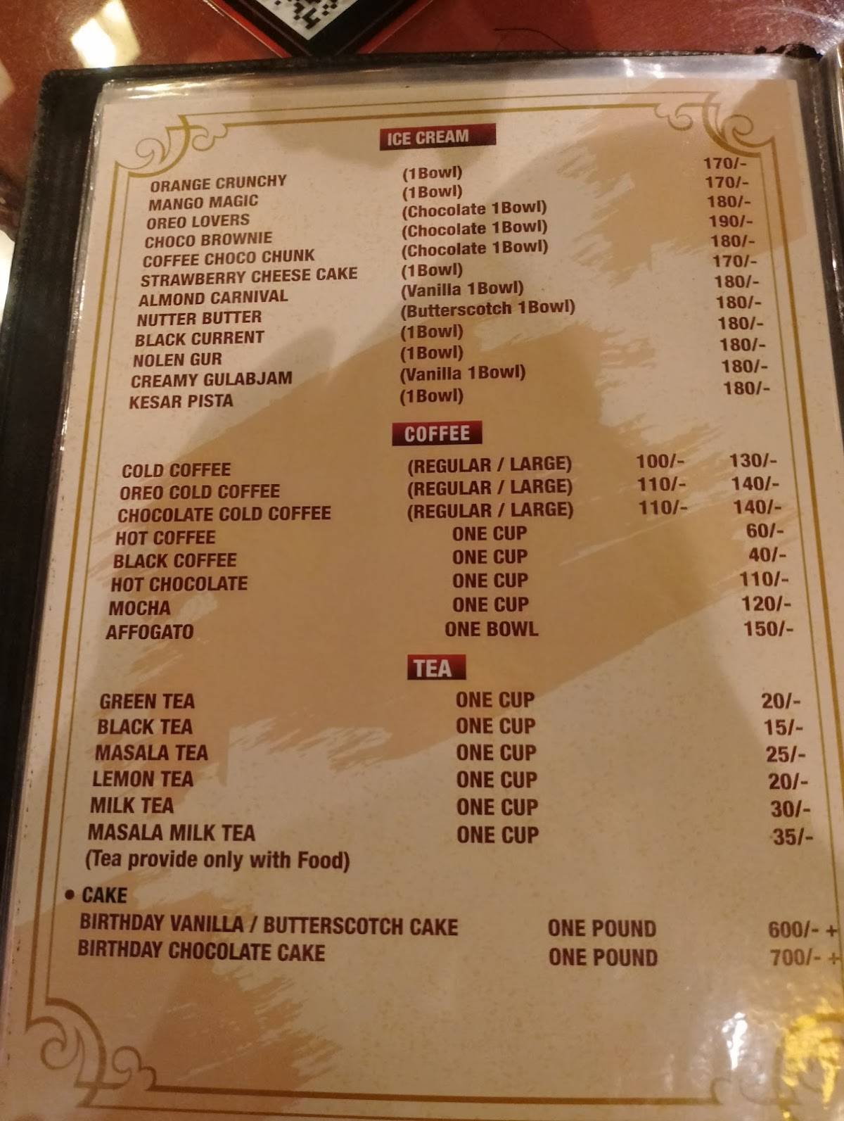 ICE N SPICE menu