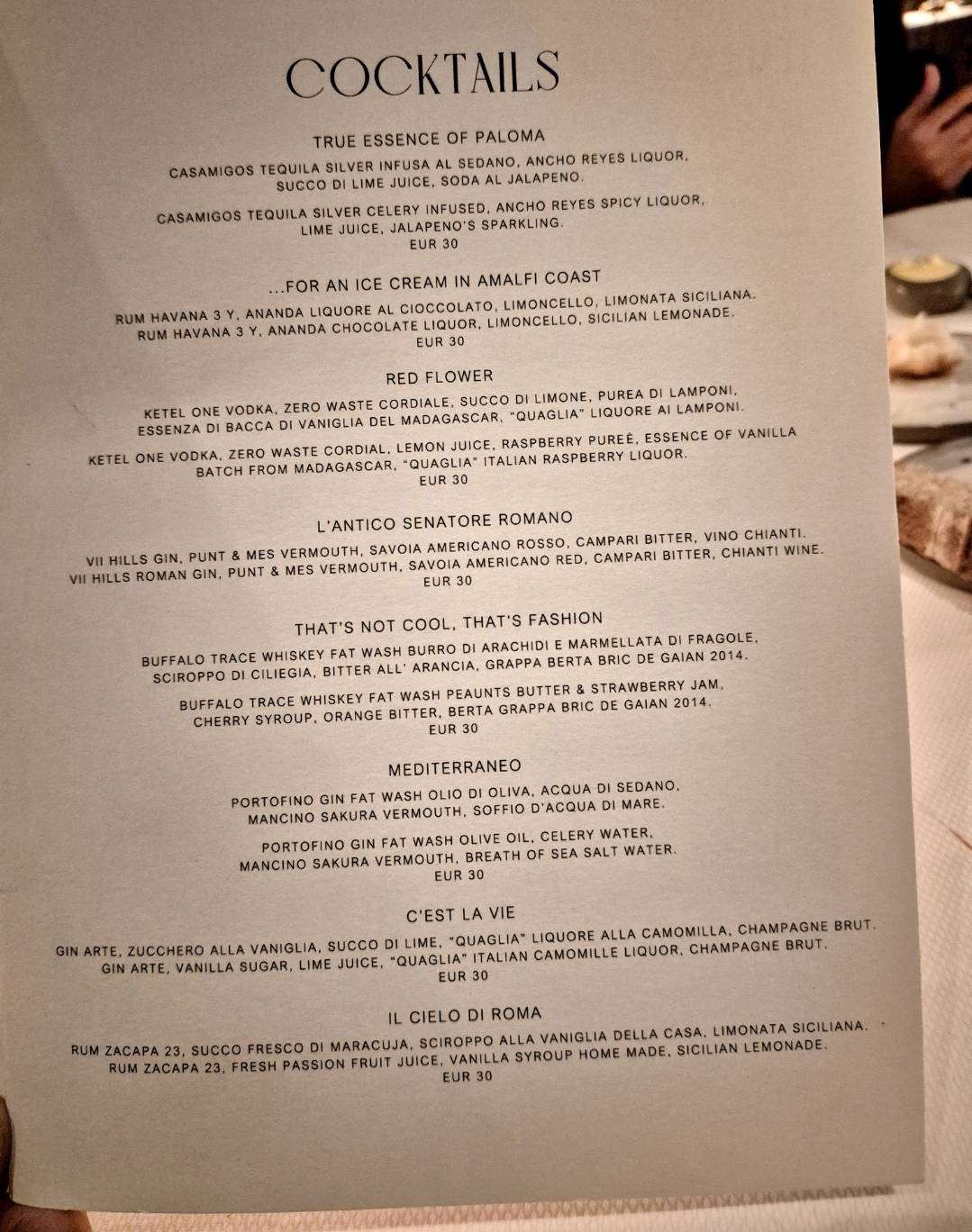 Menu di INEO Restaurant 