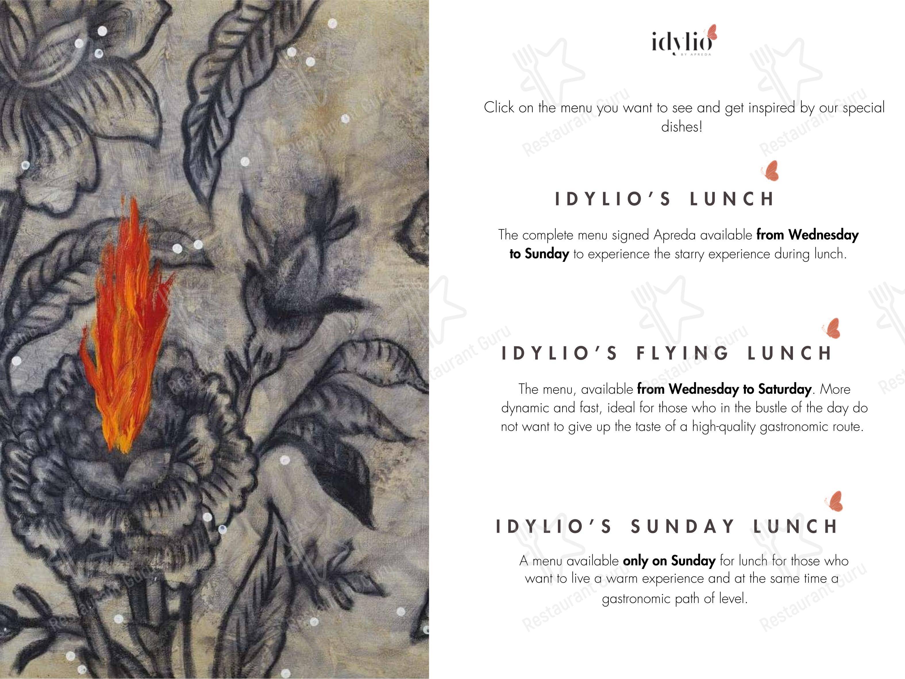 Основное меню pour Idylio by Apreda restaurant