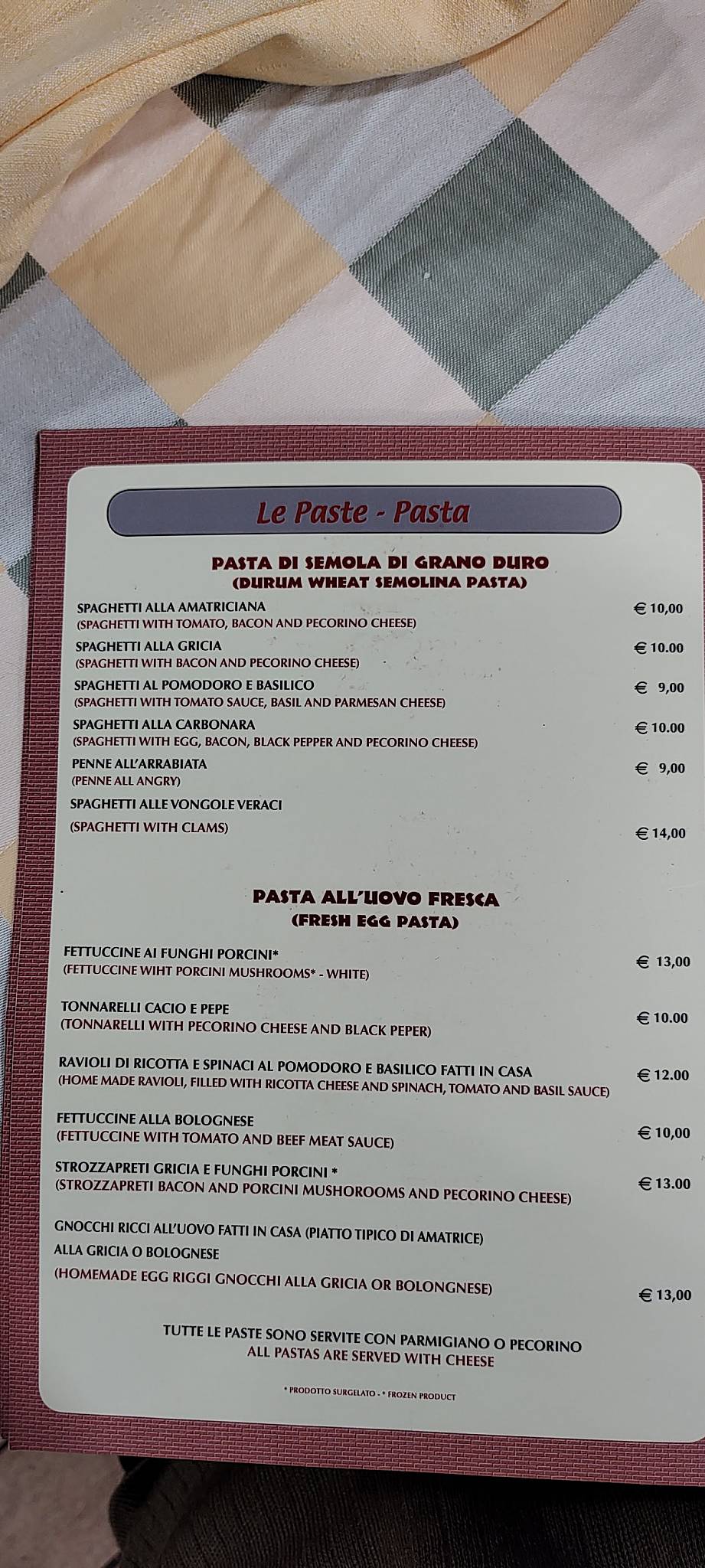 Menu di Il Bersagliere - Prati 
