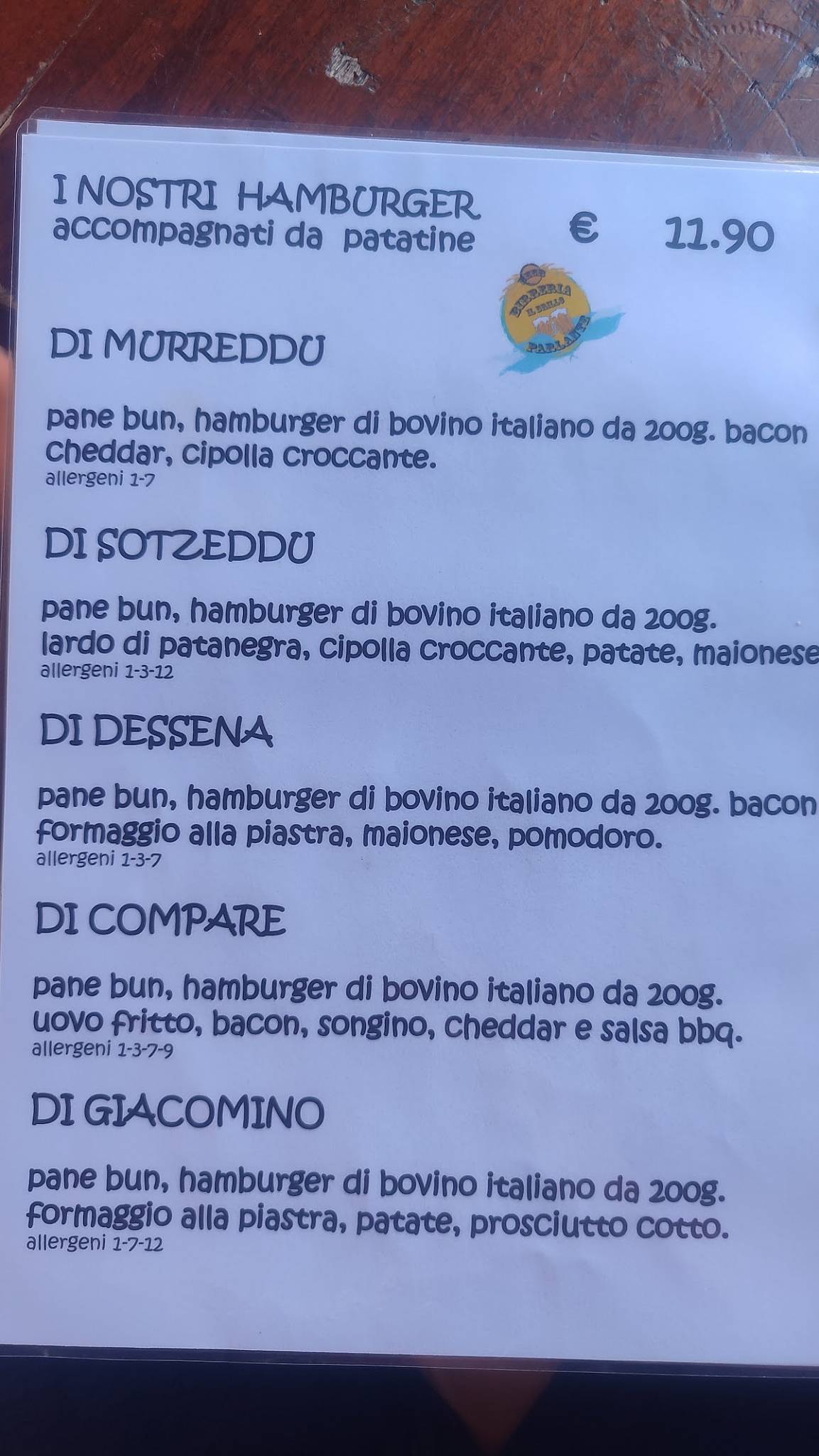 Menu di Il Brillo Parlante 