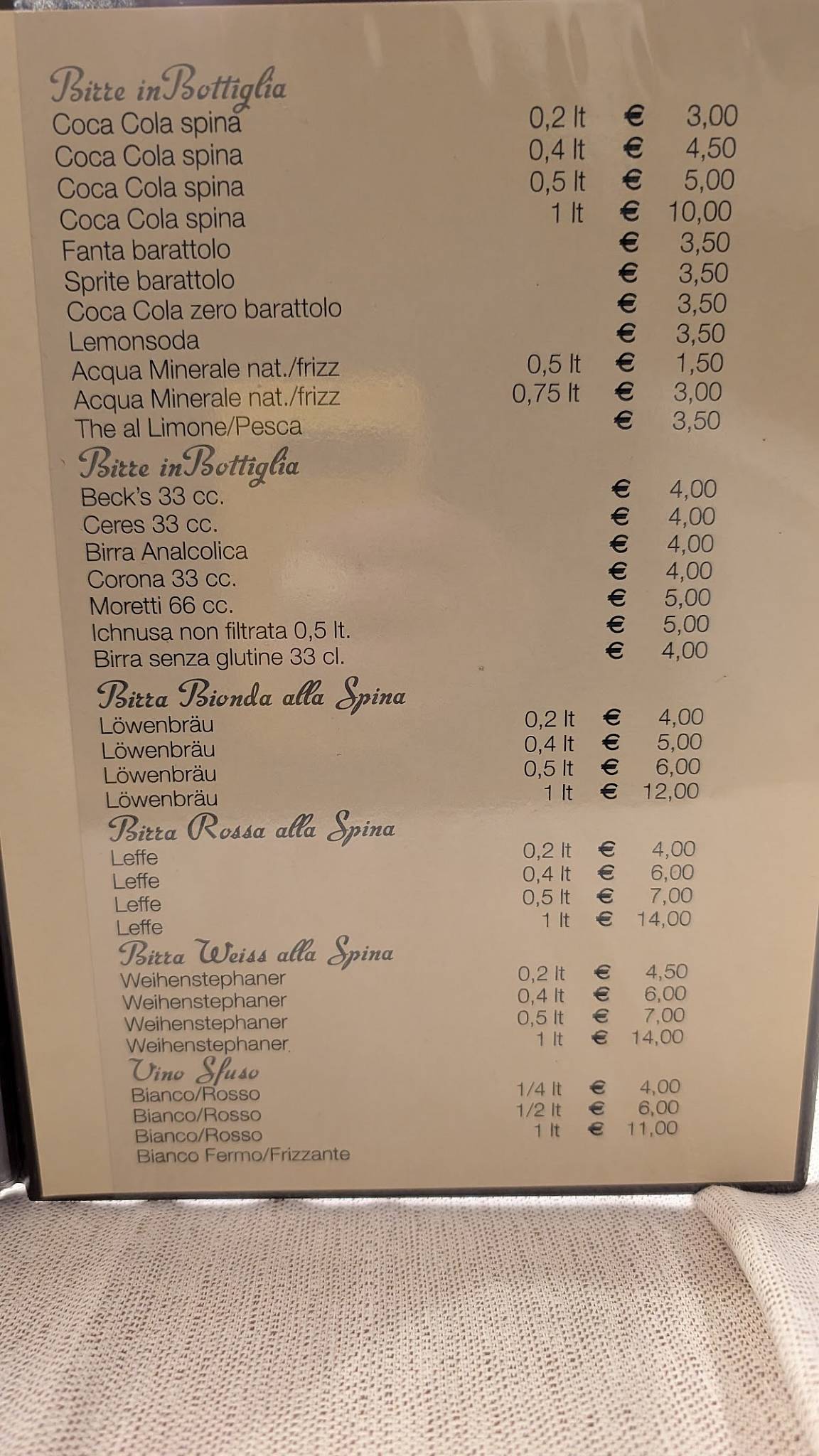 Menu di Il Ciclone 