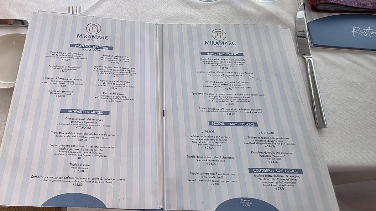 Menu di Il Convivio del Miramare 