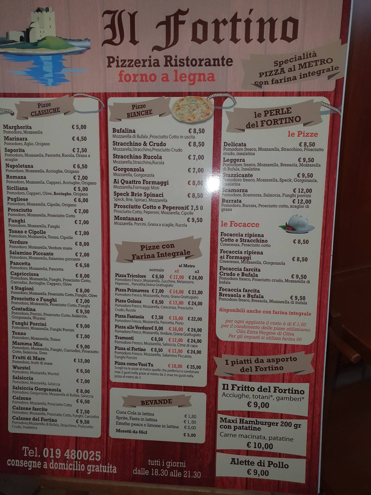 Menu Da Il Fortino Pizzeria Ristorante Albissola Marina