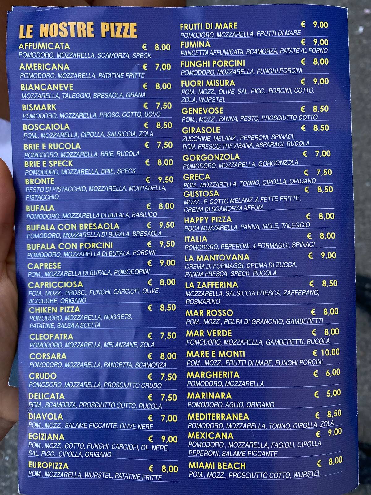 Menu di Pizzeria Il Granchio 