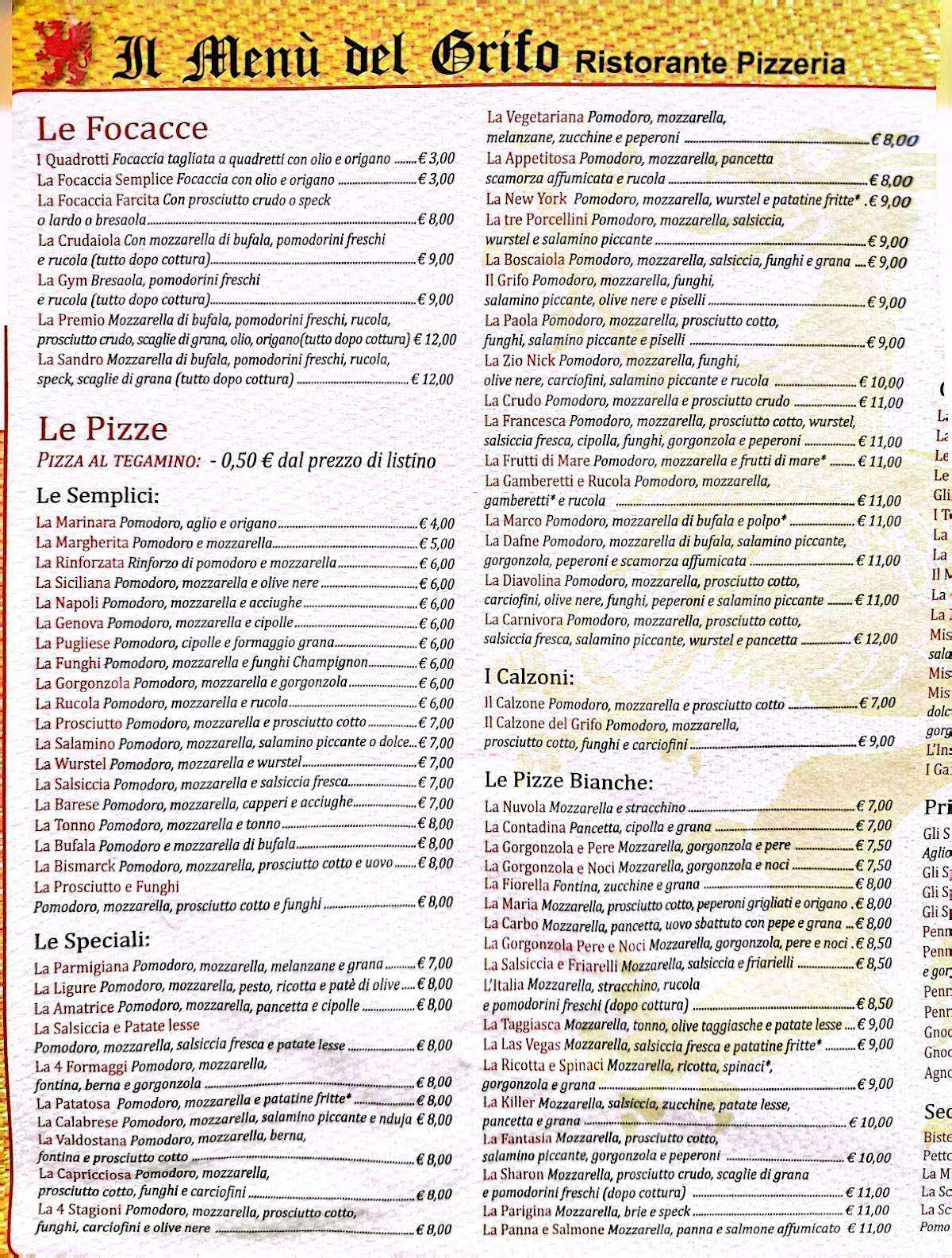 Menu di Il Grifo 