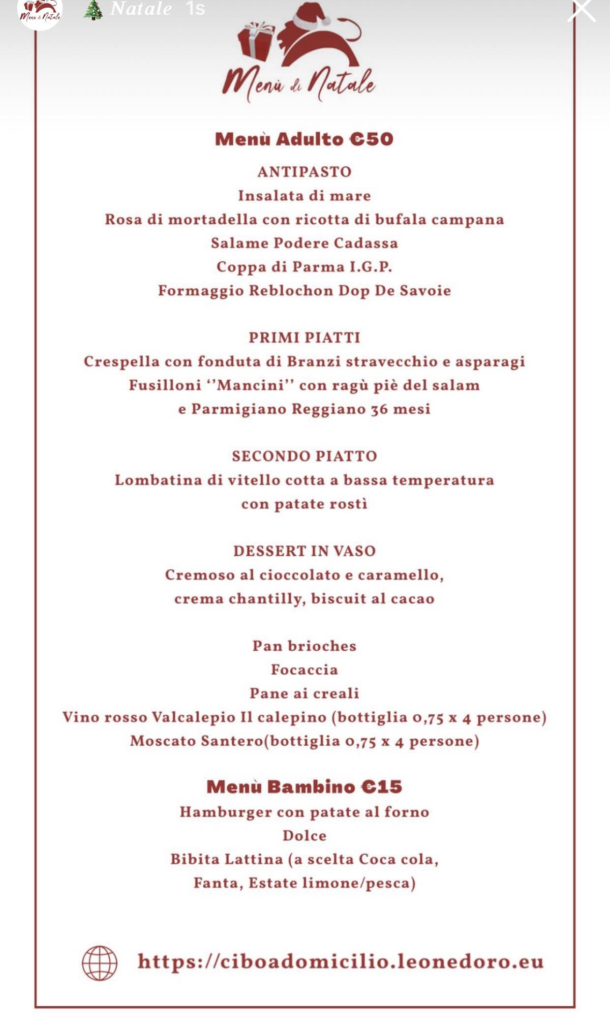 Menu di Ristorante Il Leone d'Oro 