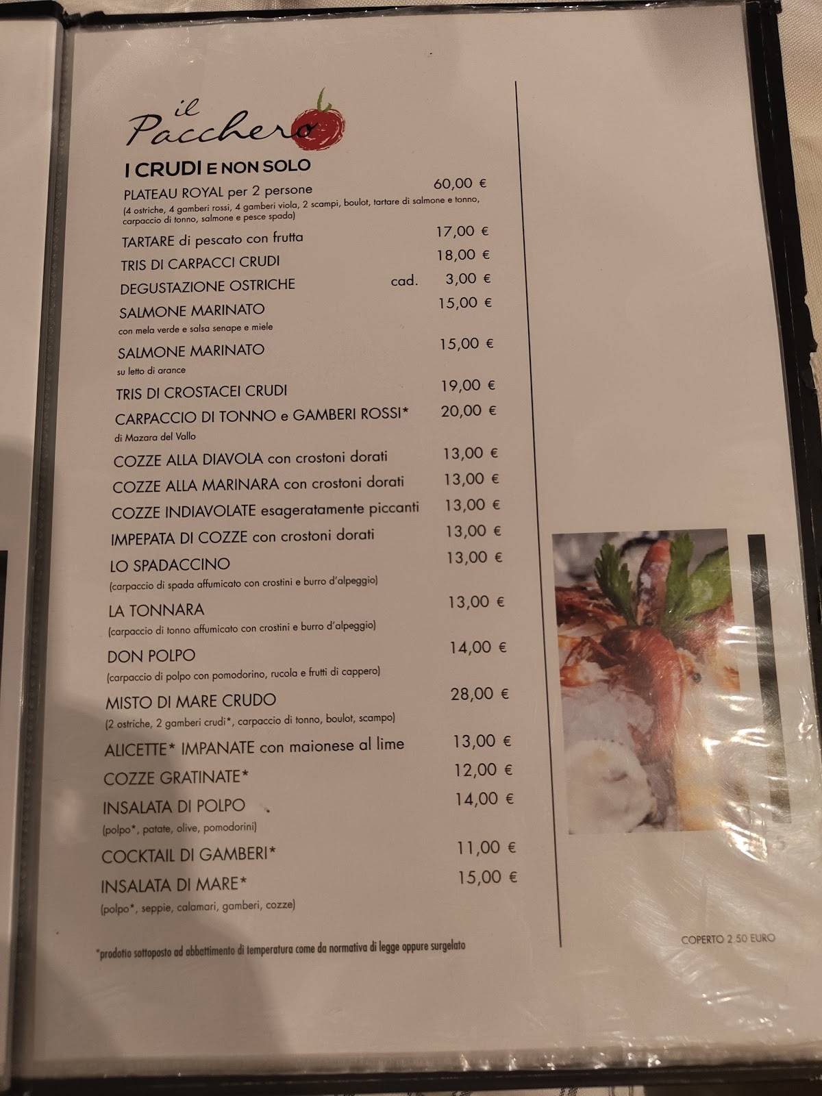 Menu de Il Pacchero