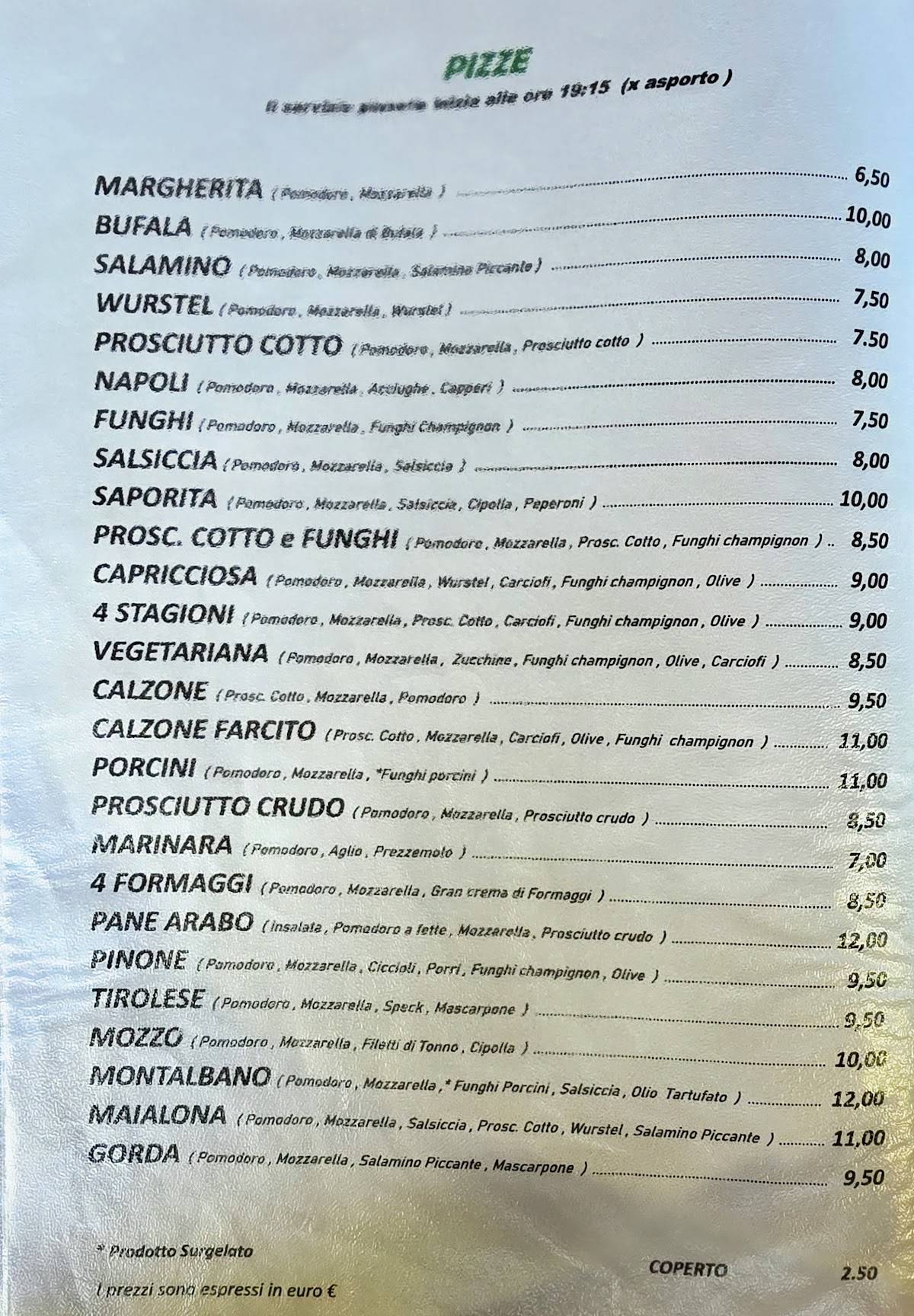 Menu di Il Pinone 