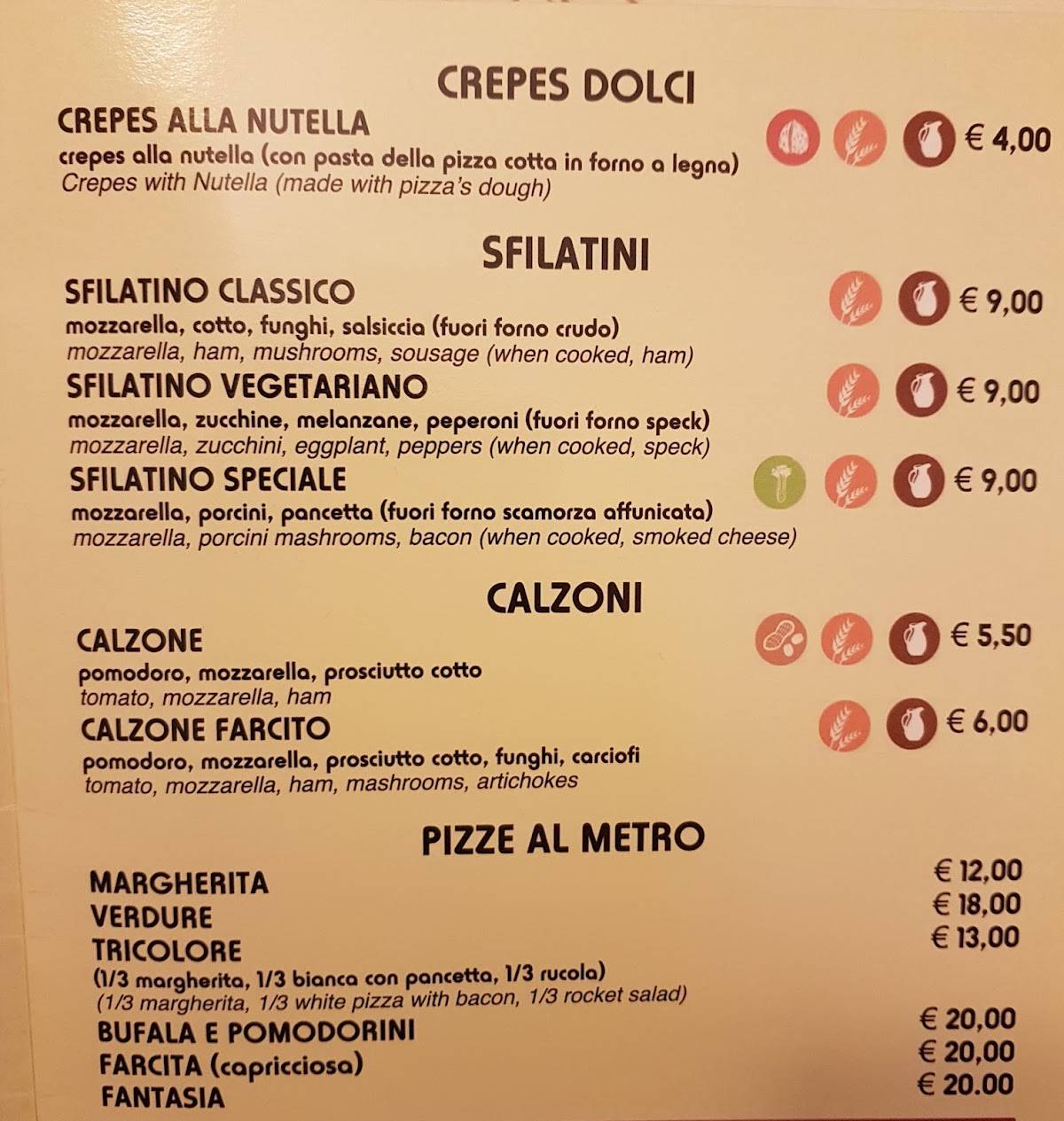 Menu di Ristorante pizzeria Terra&Mare 