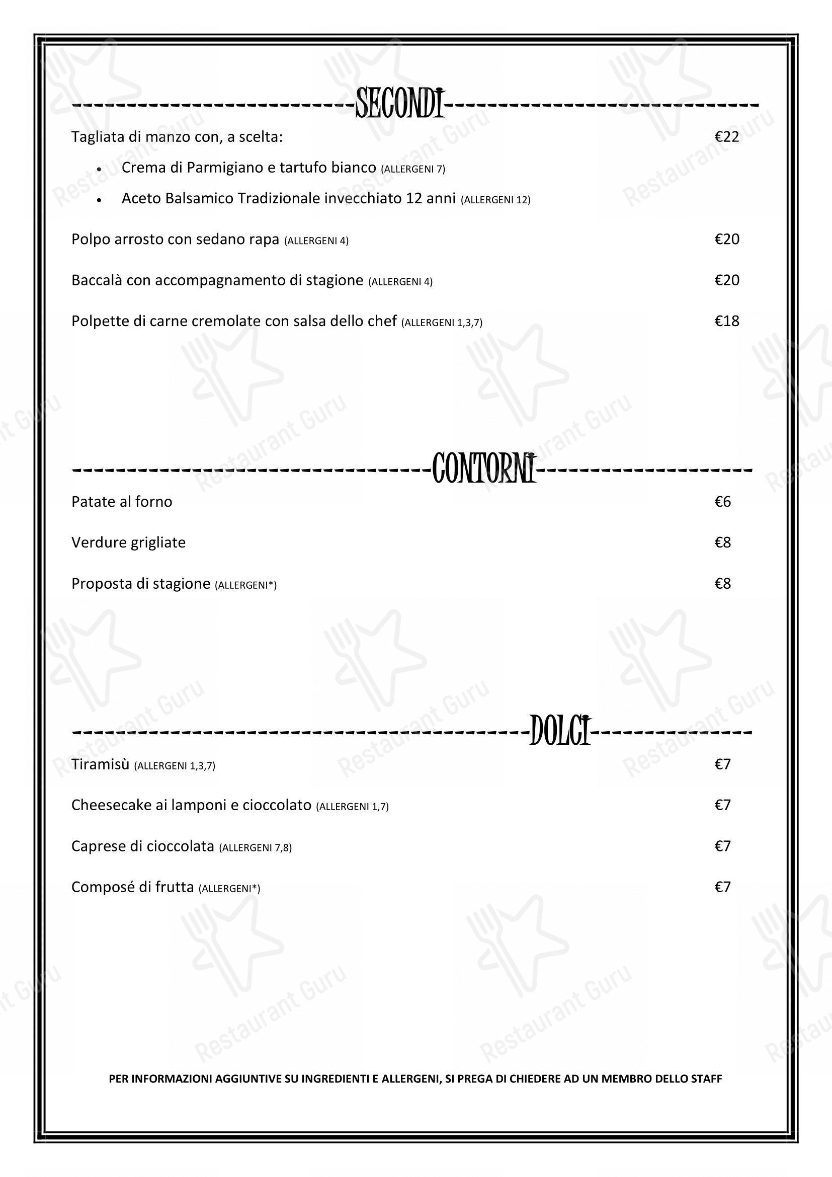 Menu bar per Il Segreto - Italian restaurant near the Vatican in Roma