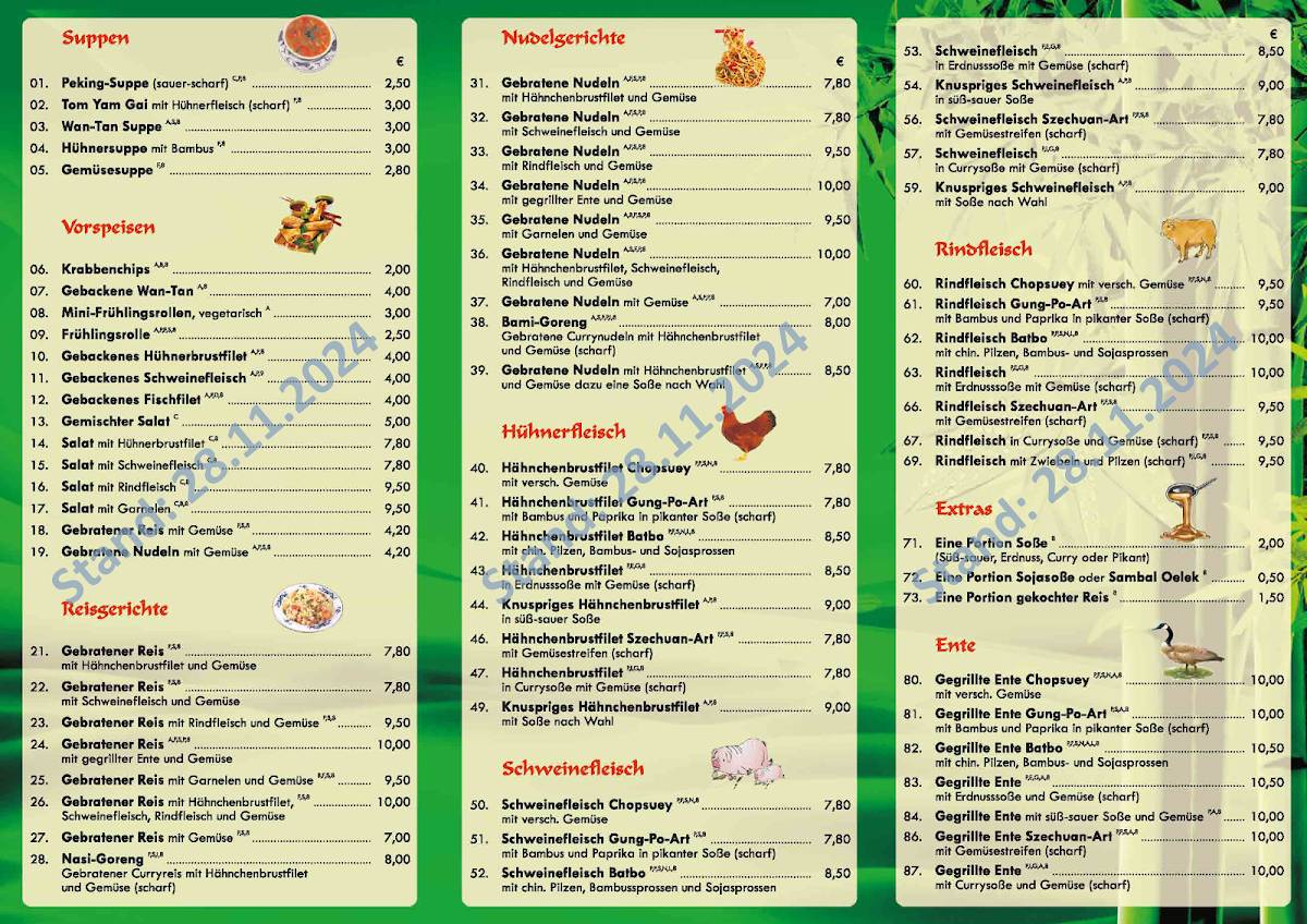 Menu de Imbiss Bambus