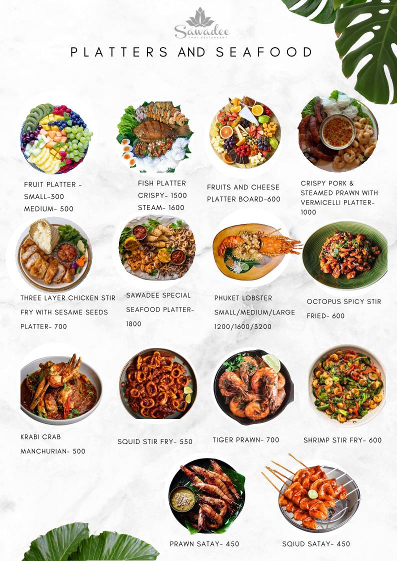 Sawadee Restaurant menu