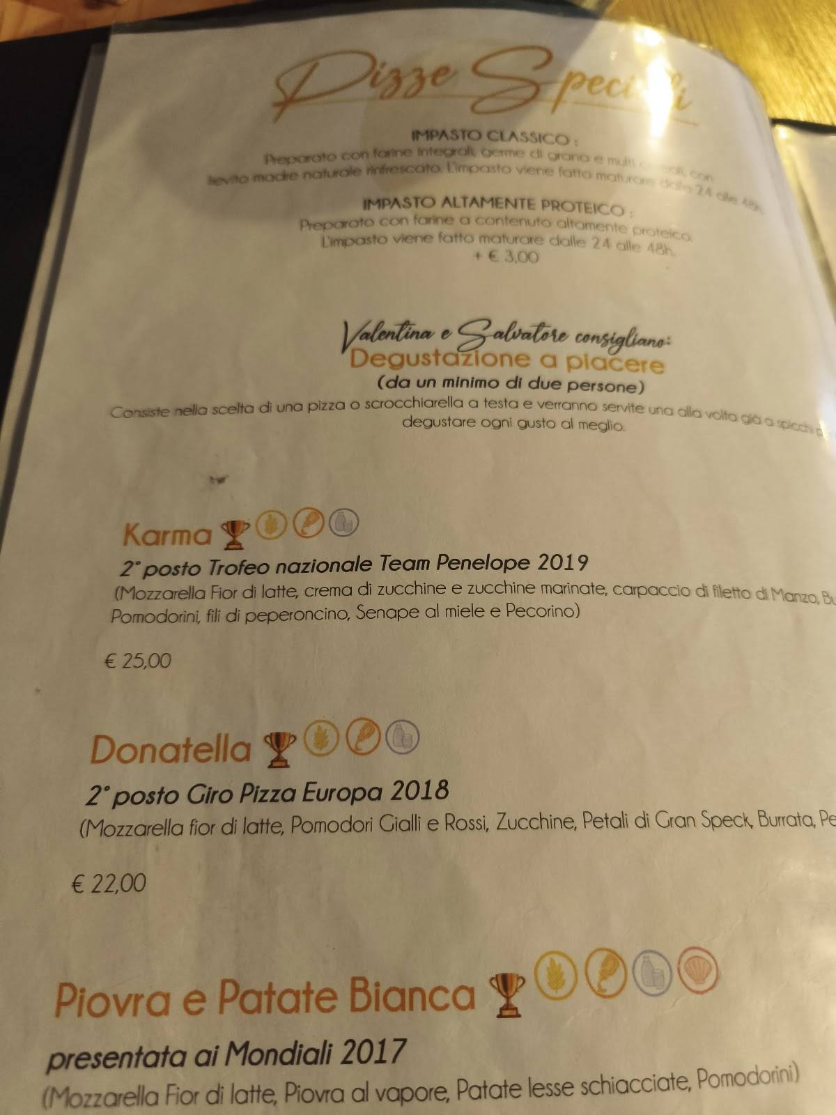 Menu di Al Posto Giusto - da Valentina e Salvatore 