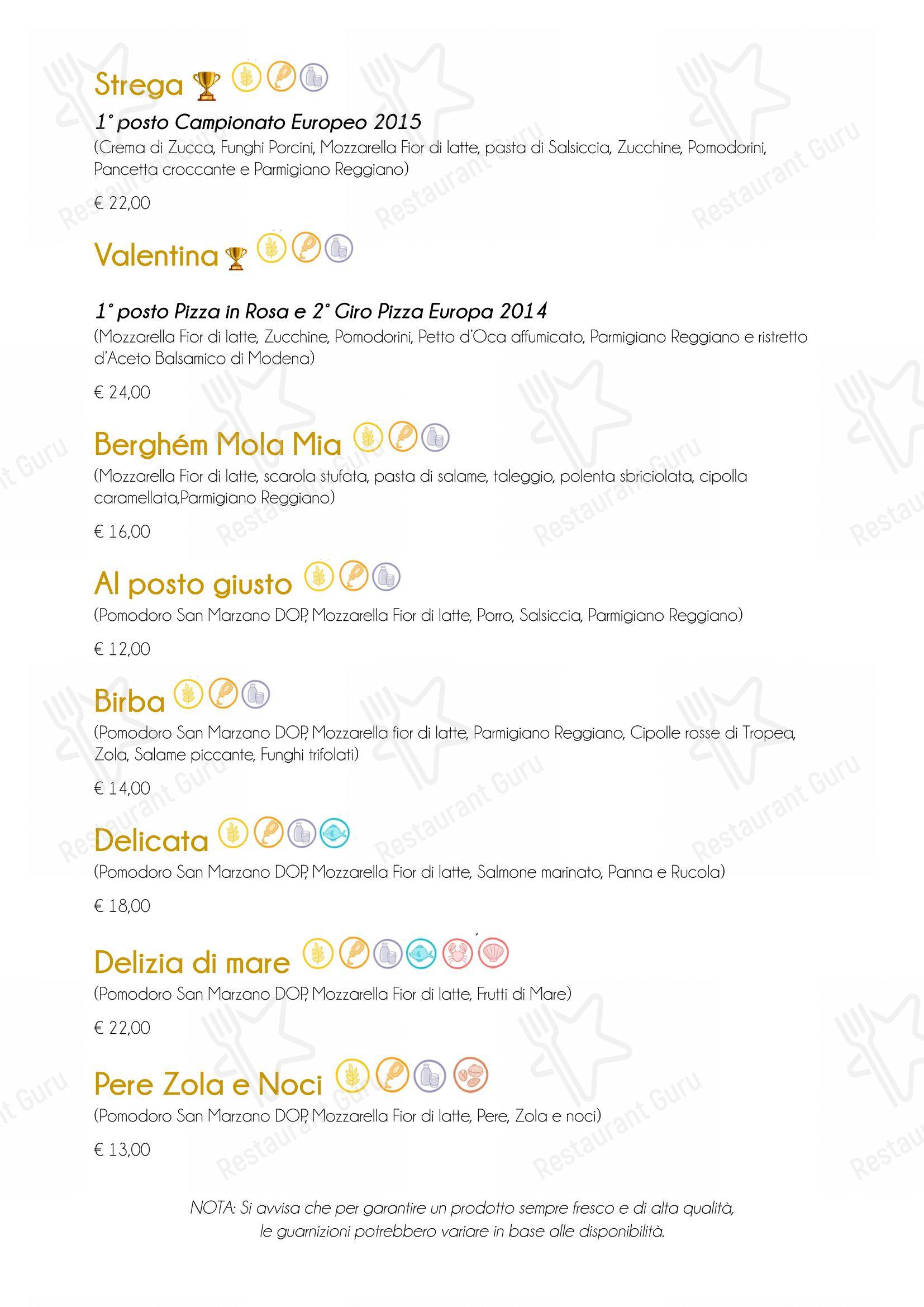 Al Posto Giusto - da Valentina e Salvatore in Castelli Calepio - Menu