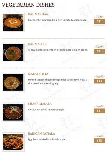 Menu de Indian Cuisine By The Lake