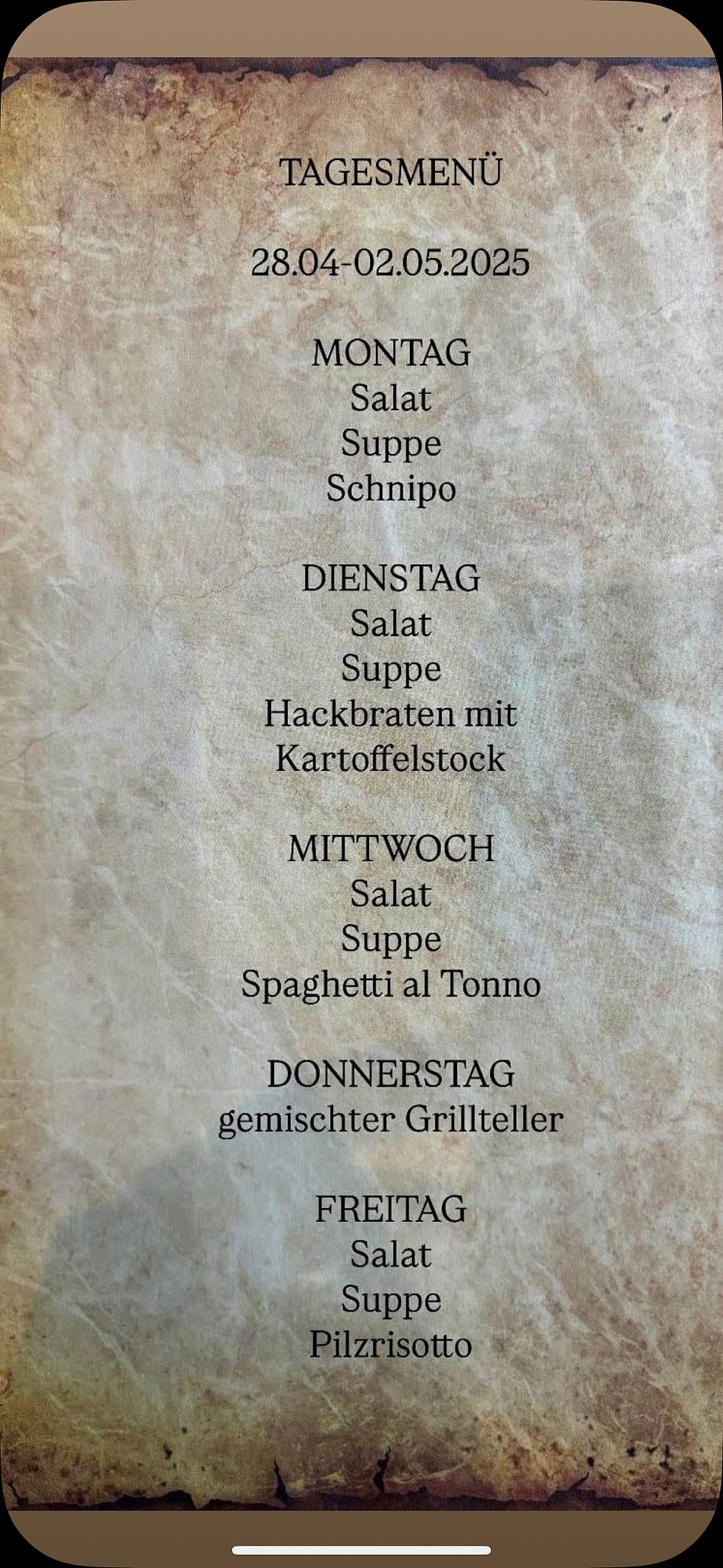Menu di Inselhof 