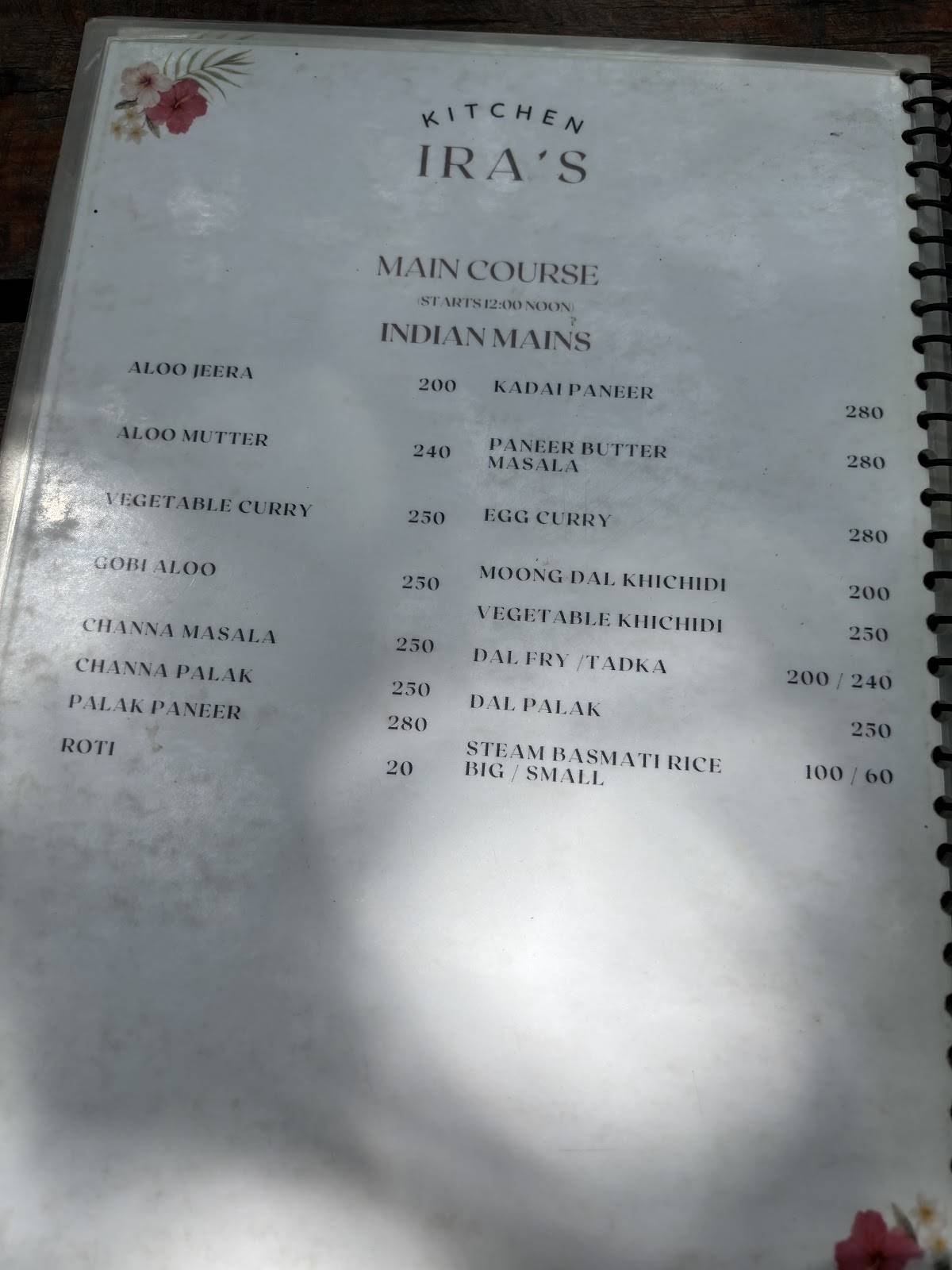 Ira's Kitchen and Tearoom menu
